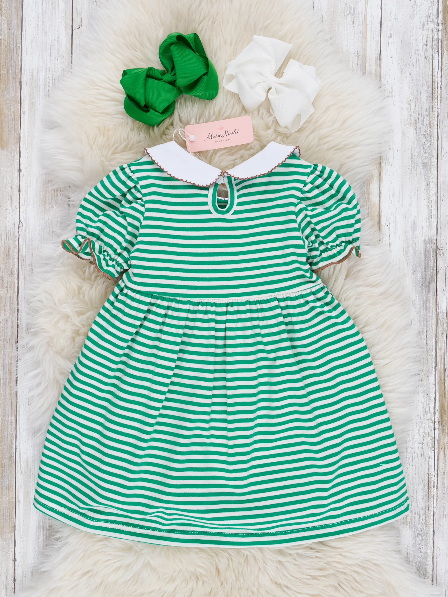 Embroidered Football Striped Dress - Image 5