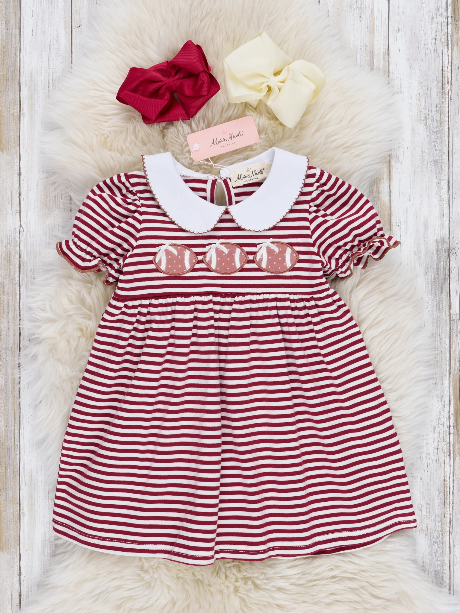 Embroidered Football Striped Dress - Image 6