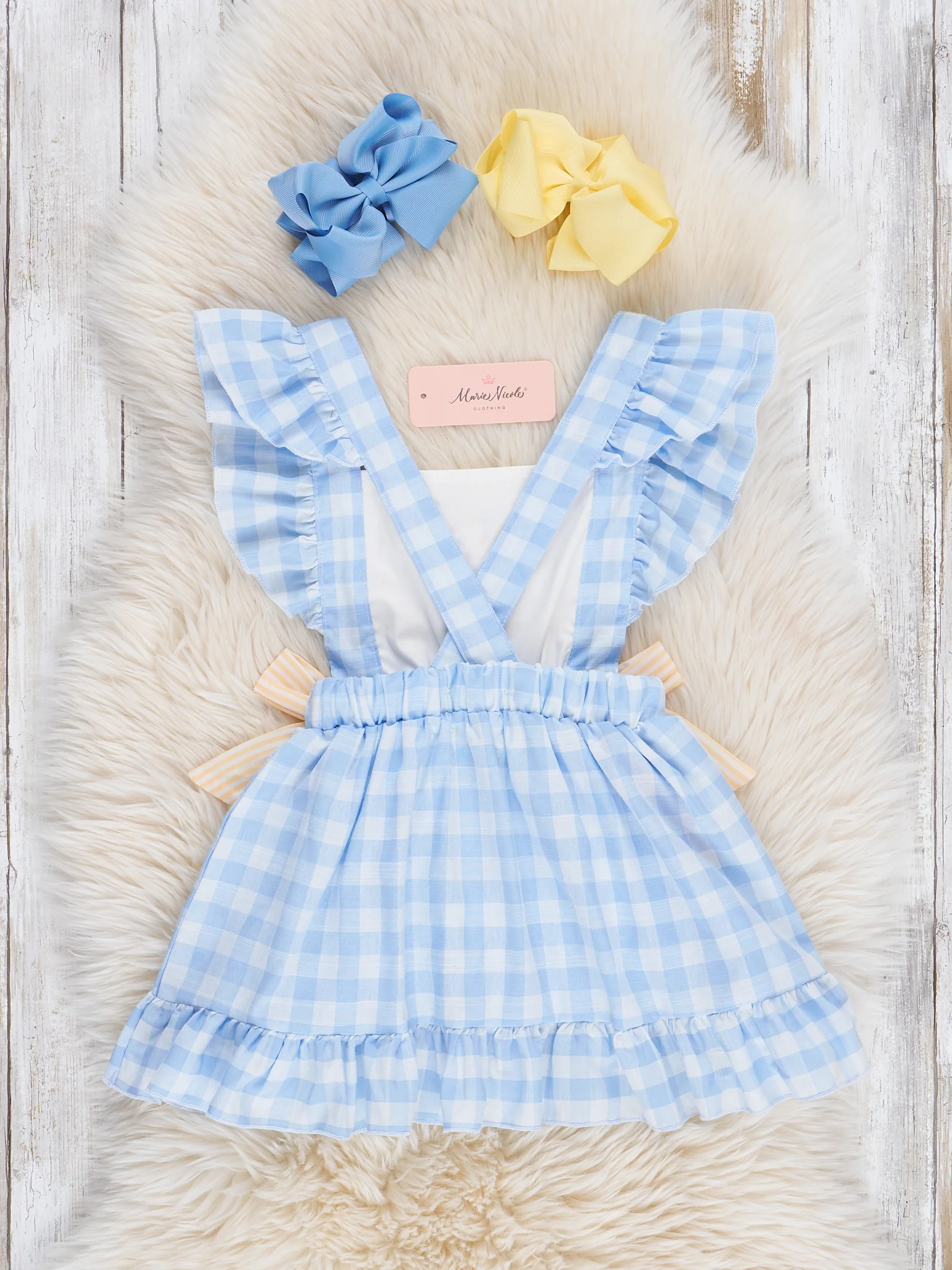 Embroidered Ice Cream Gingham Ruffle Dress - Image 2