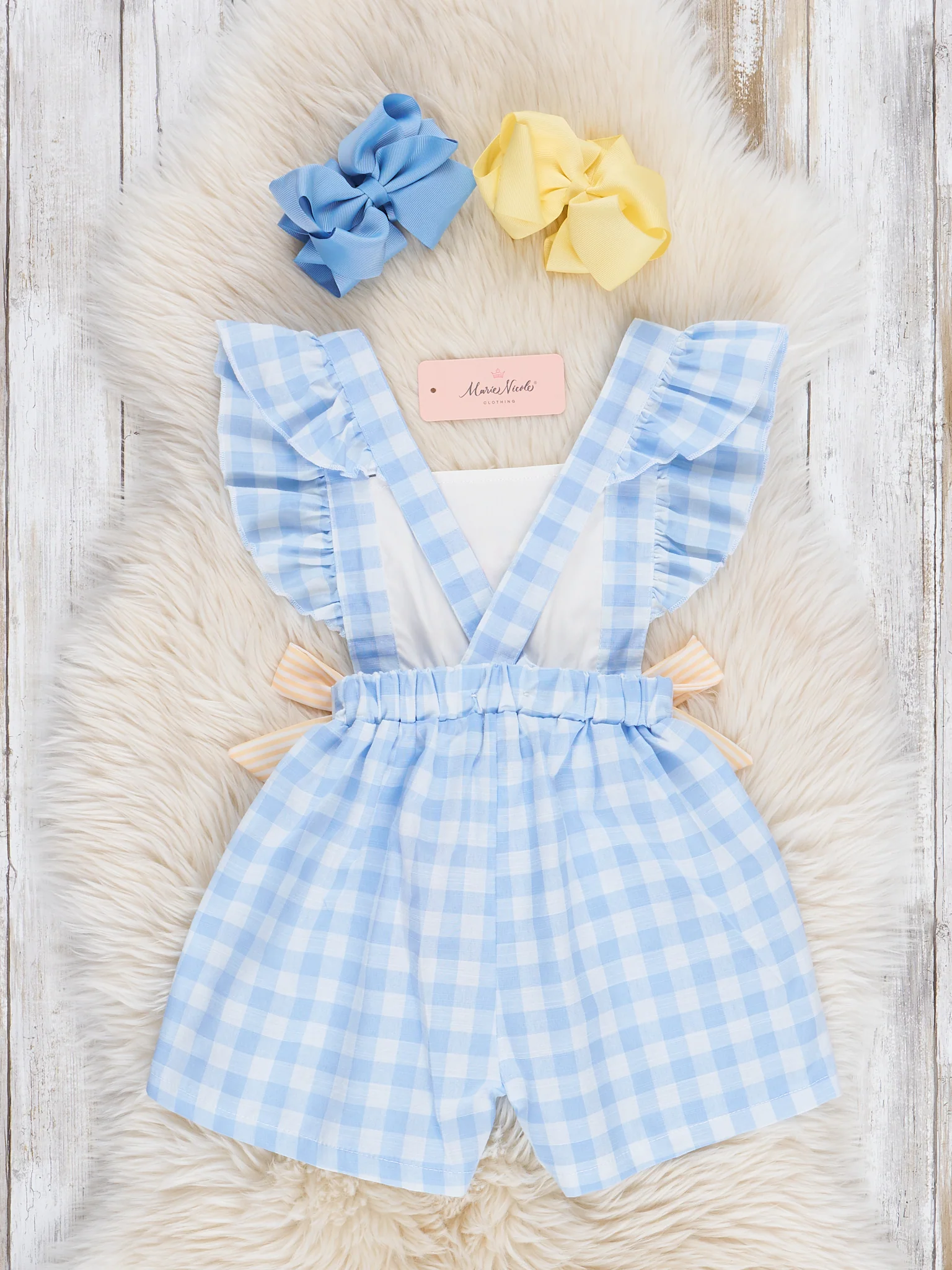Embroidered Ice Cream Gingham Ruffle Romper - Image 2