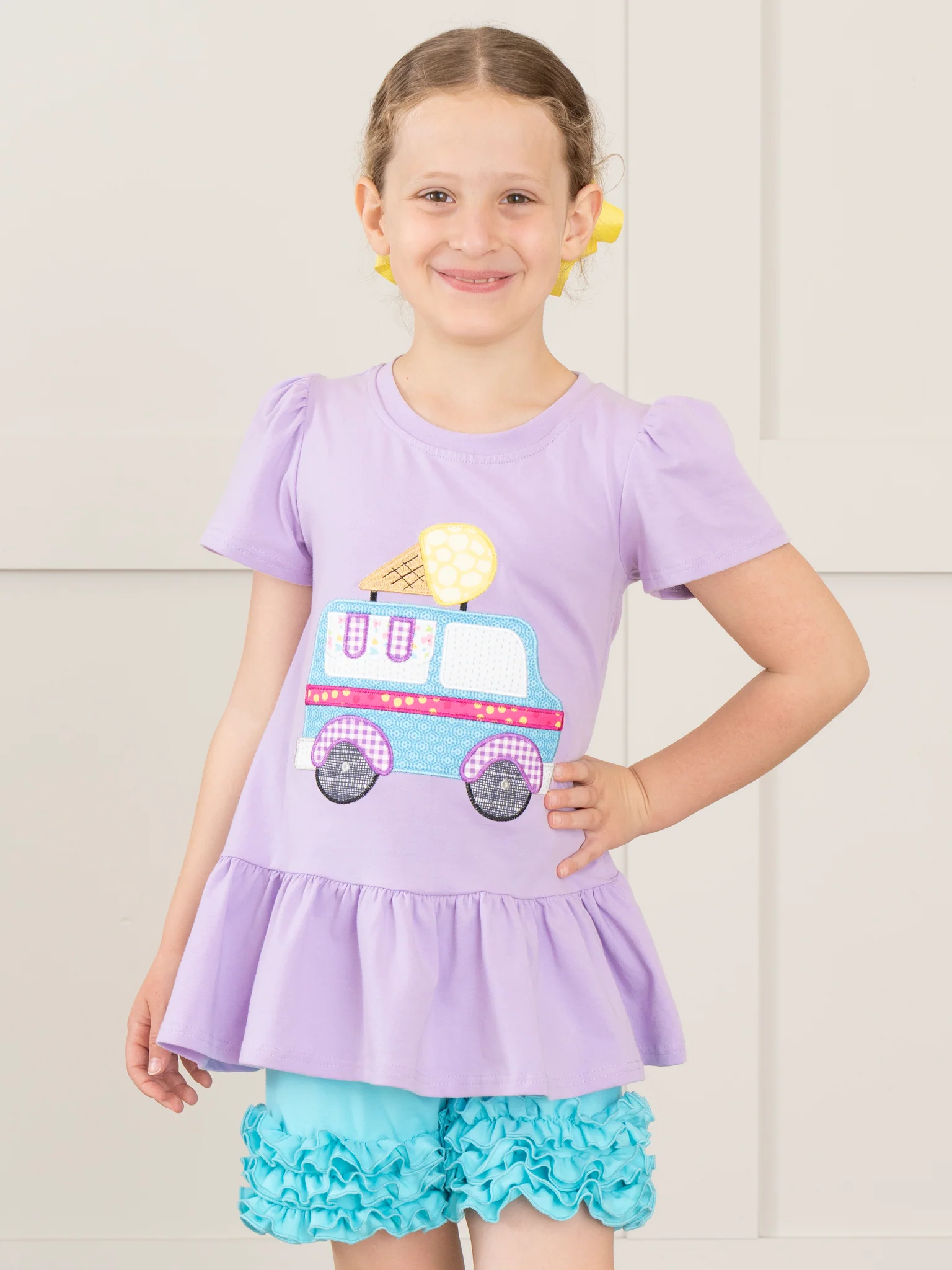 Embroidered Ice Cream Trucks Ruffle Outfit