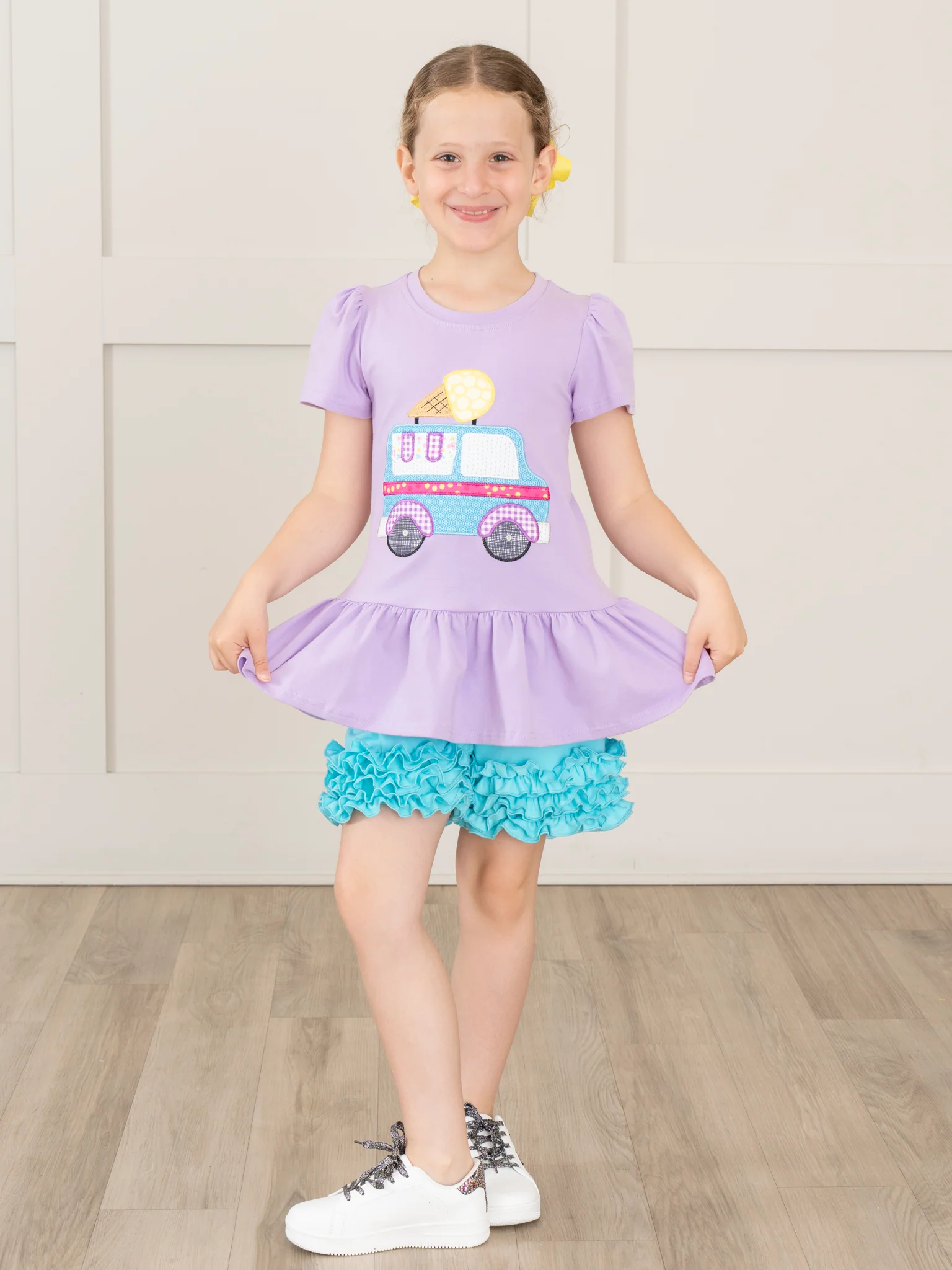 Embroidered Ice Cream Trucks Ruffle Outfit - Image 5