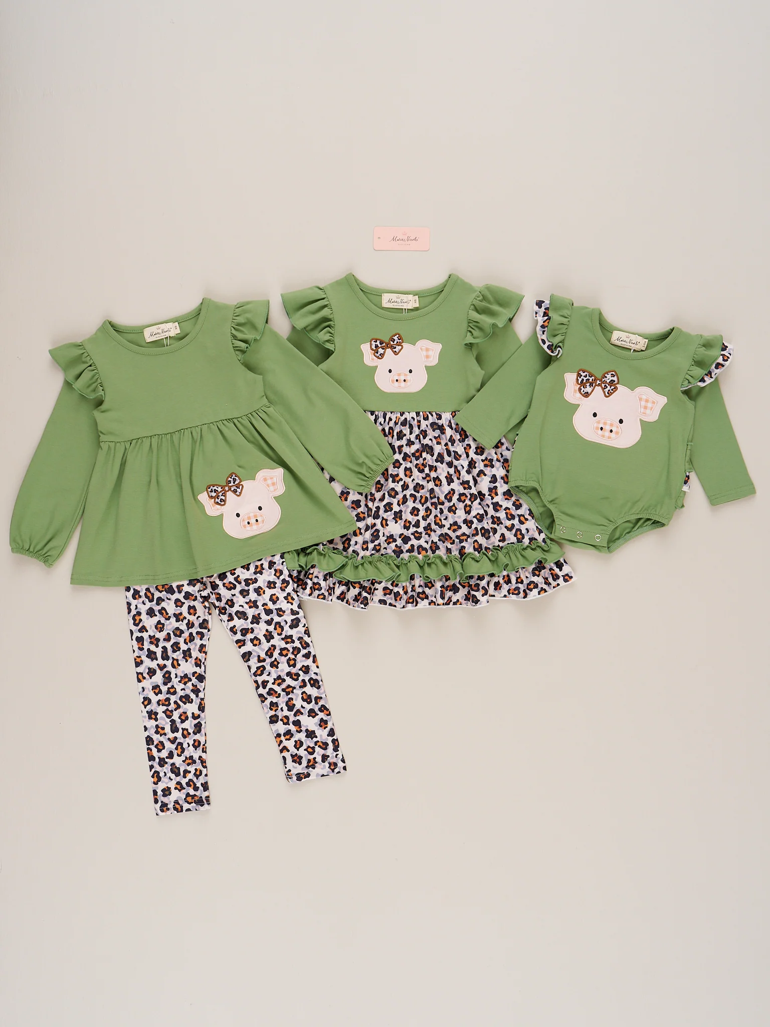 Embroidered Leopard Bow Piggy Ruffle Dress - Image 5