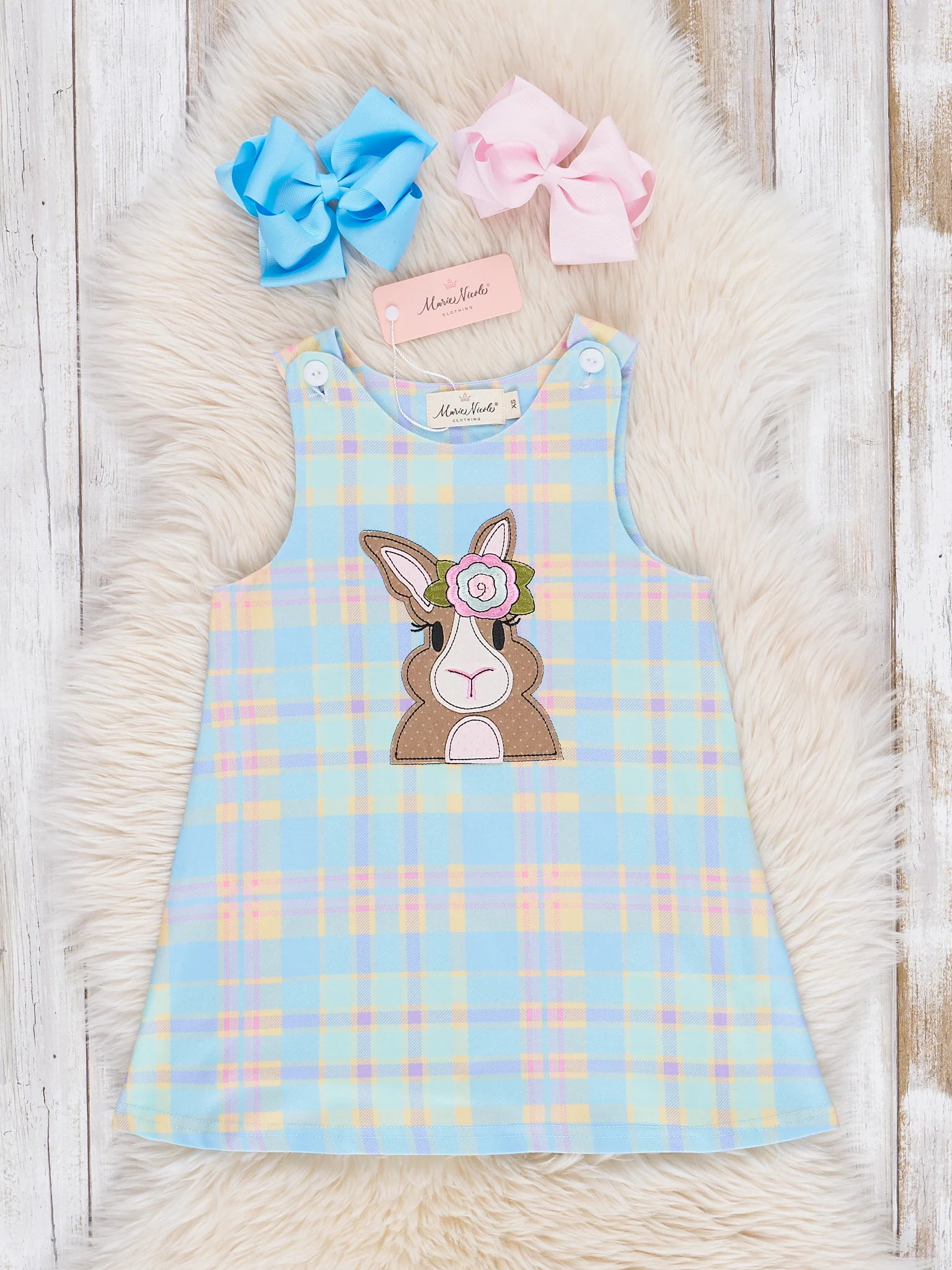 Embroidered Ms Bunny Plaid Skirtall Set - Image 3