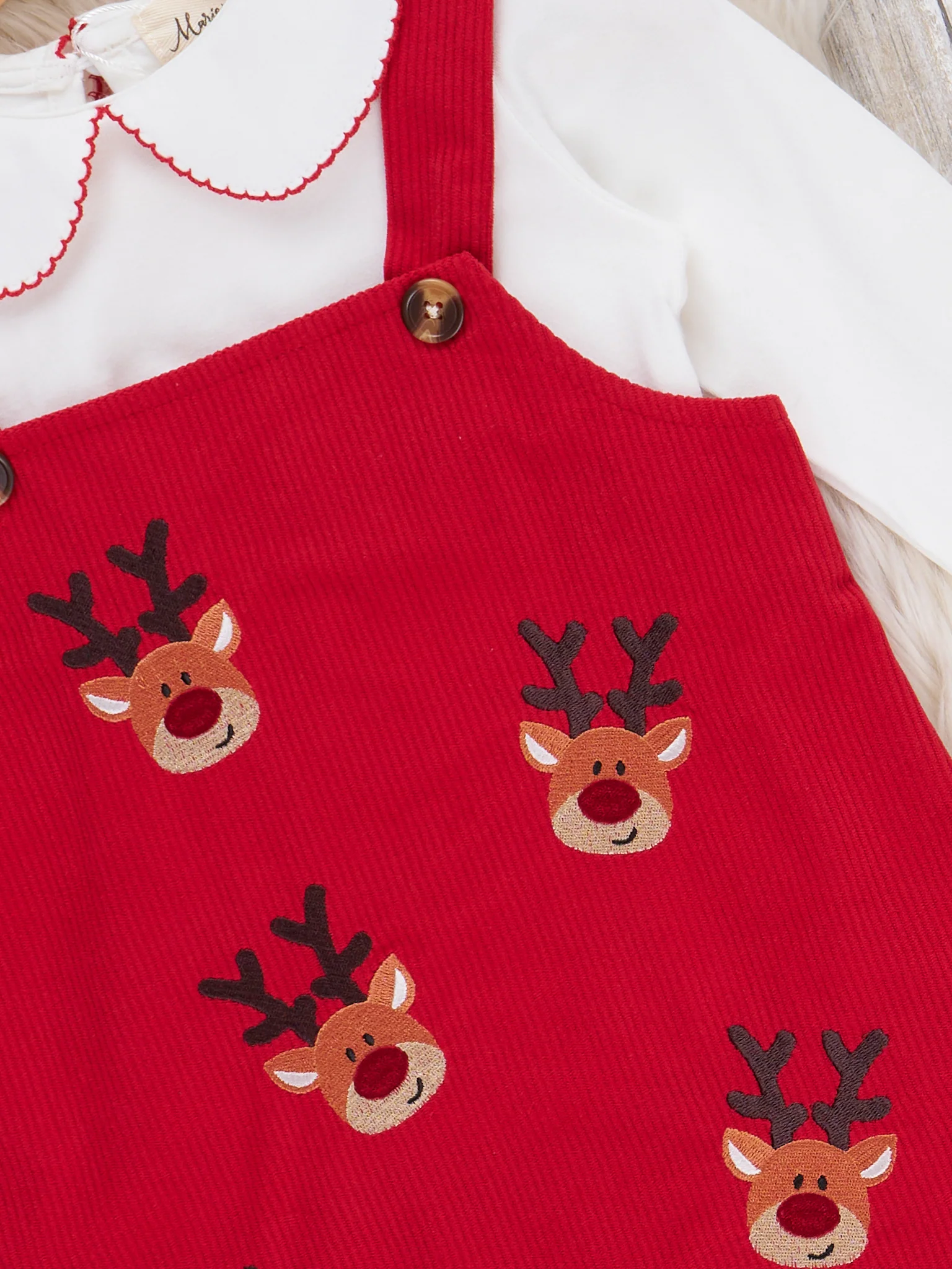 Embroidered Reindeer Corduroy Skirtall Set - Image 2