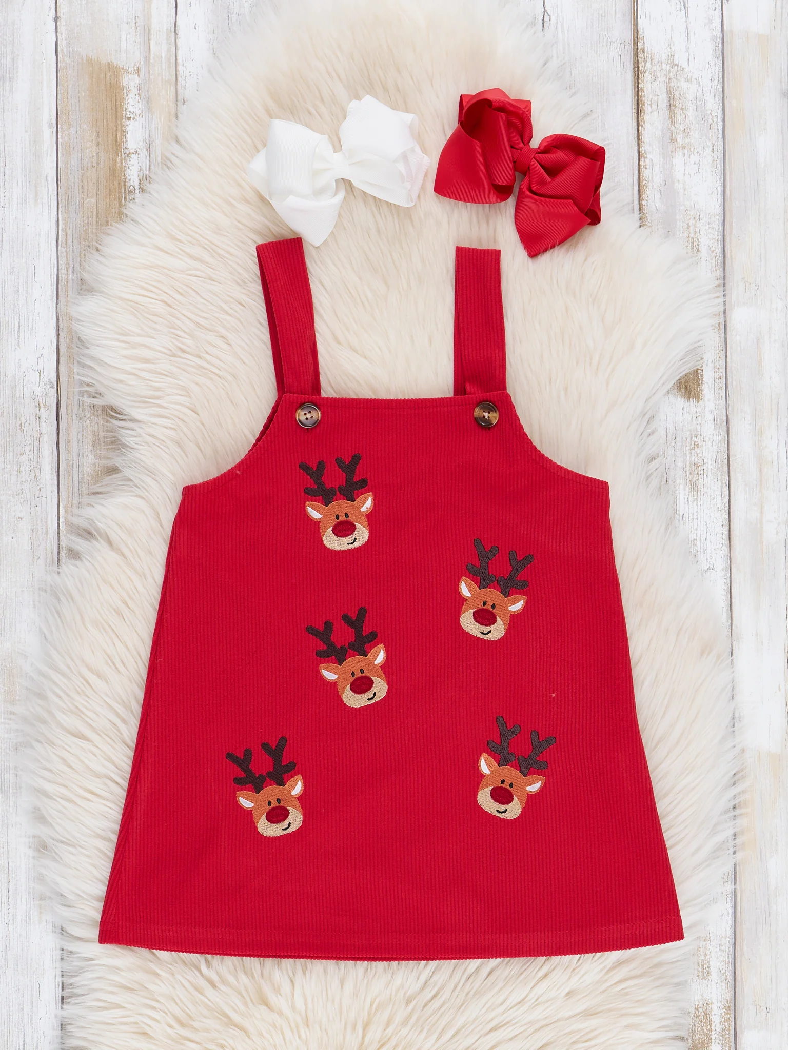 Embroidered Reindeer Corduroy Skirtall Set - Image 3