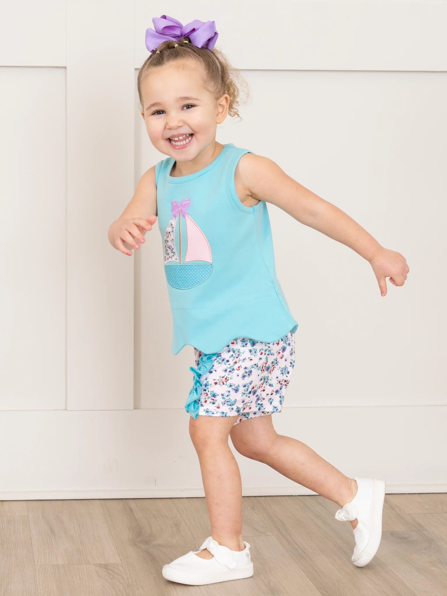 Embroidered Sail Boats Floral Ruffle Outfit - Image 5
