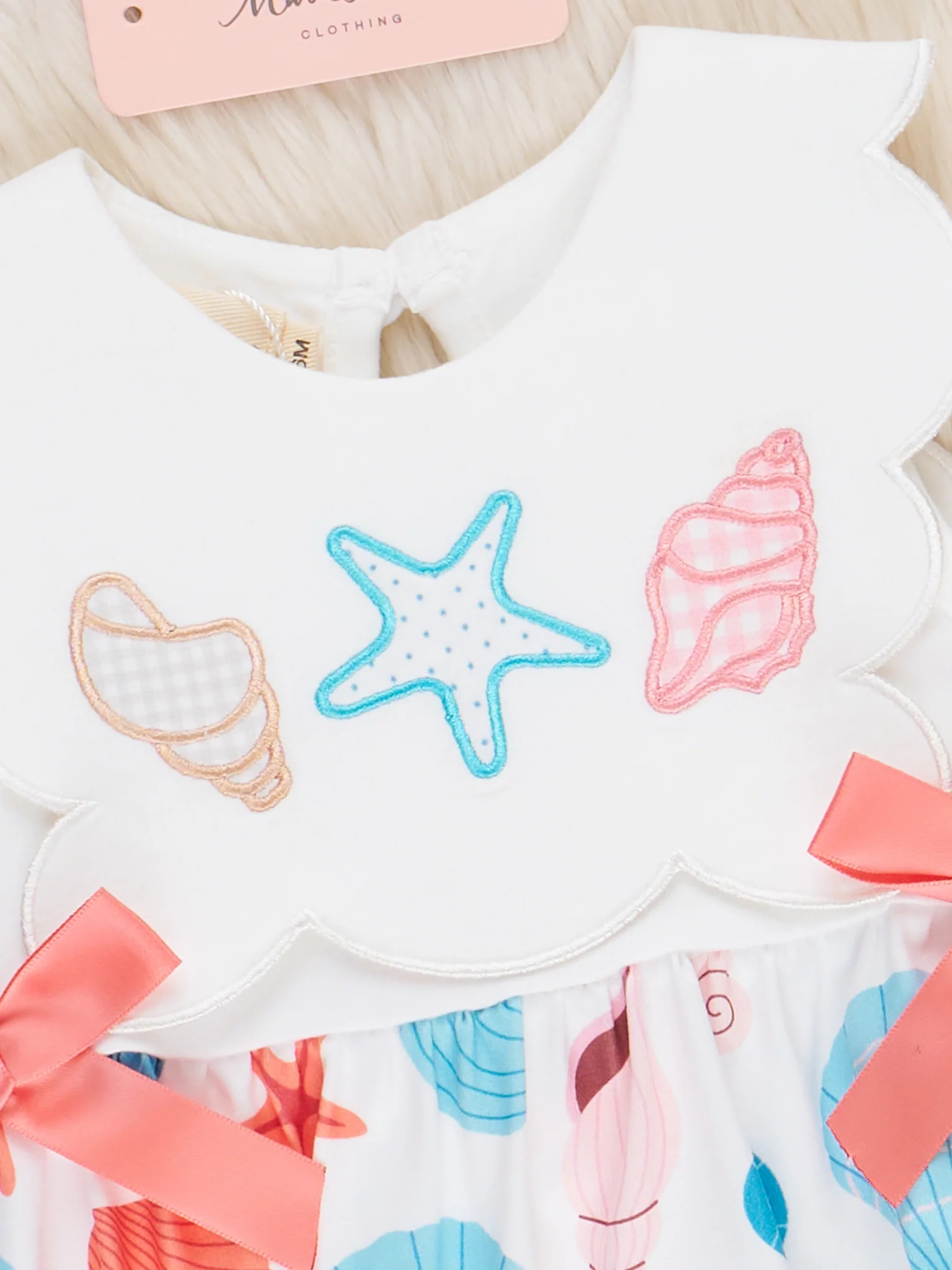 Embroidered Seashells Ruffle Bubble Romper - Image 2