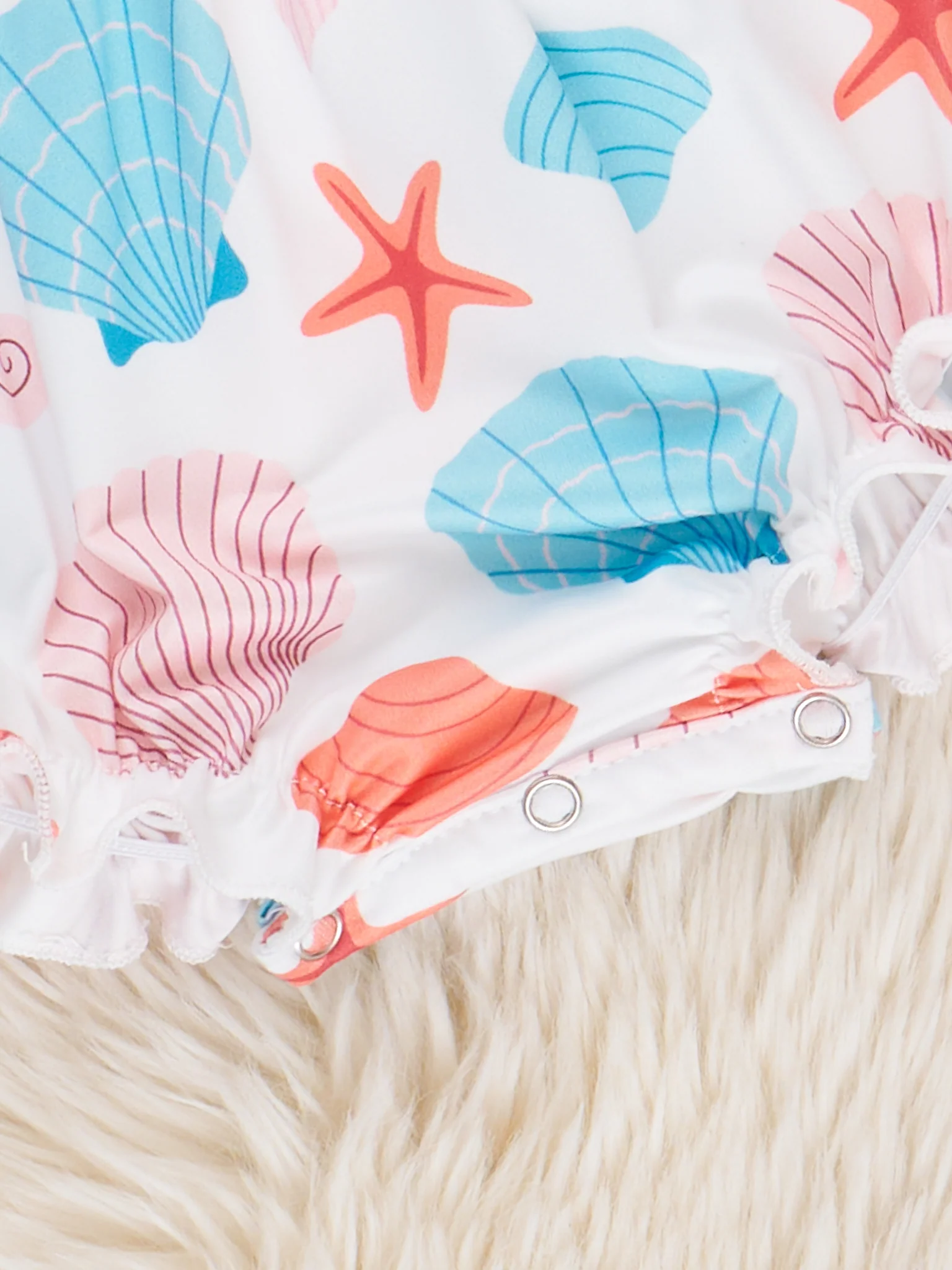 Embroidered Seashells Ruffle Bubble Romper - Image 3