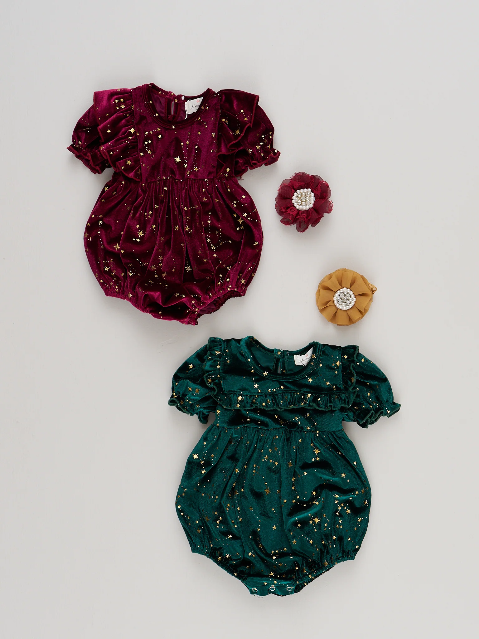 Emerald Starry Night Velvet Bubble Romper - Image 7