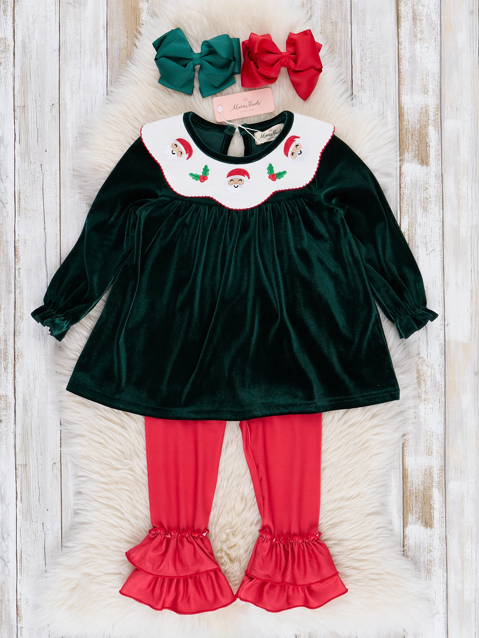 Emerald Velvet Holly Jolly Outfit - Image 2