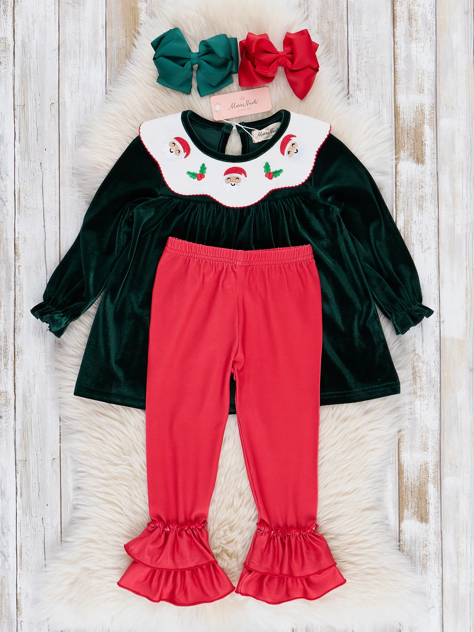 Emerald Velvet Holly Jolly Outfit - Image 4