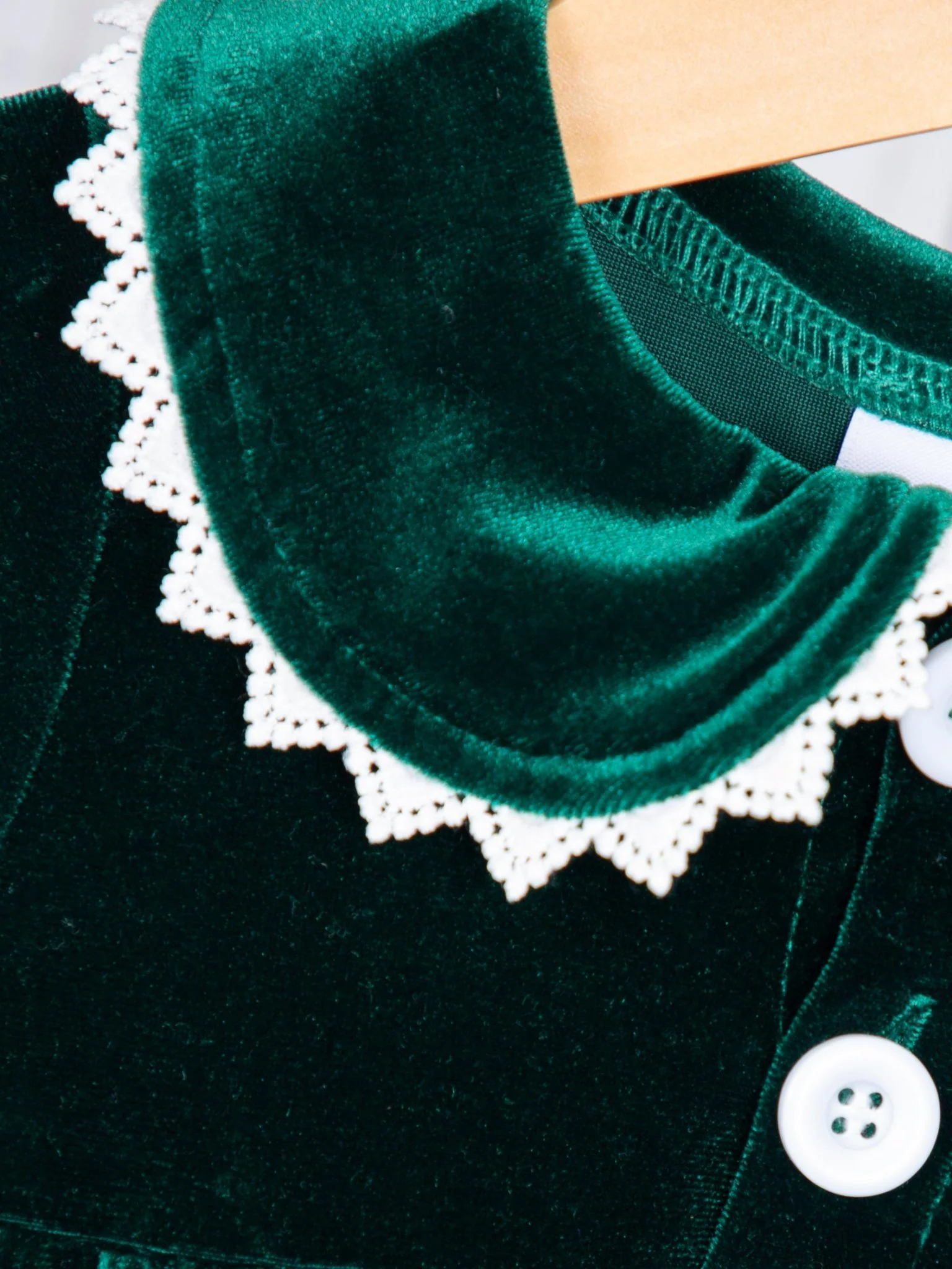 Emerald Velvet Ruffle Dress - Image 3