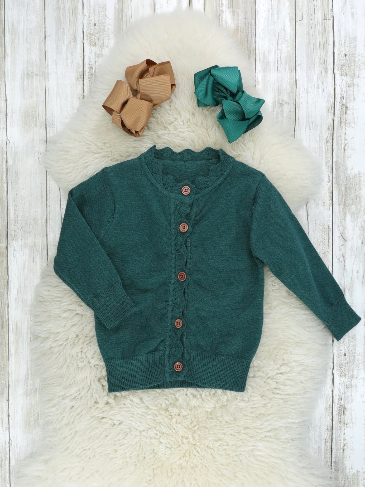 Evergreen Button-Up Ruffle Cardigans