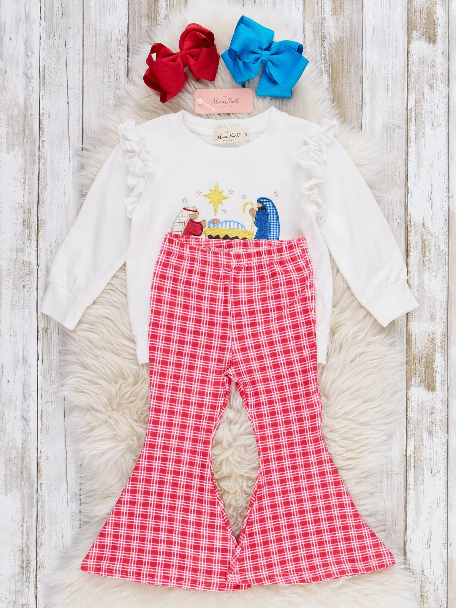 Faith & Joy Embroidered Ruffle Bell Bottom Outfit - Image 3