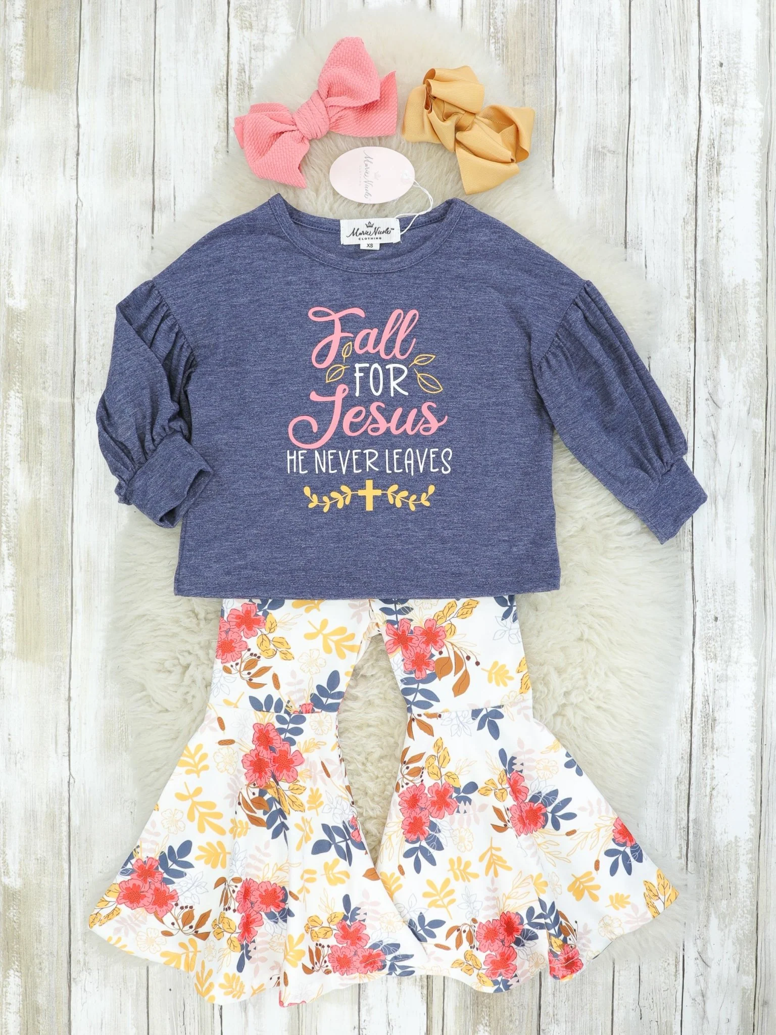Fall For Jesus Floral Bell Bottom Outfit