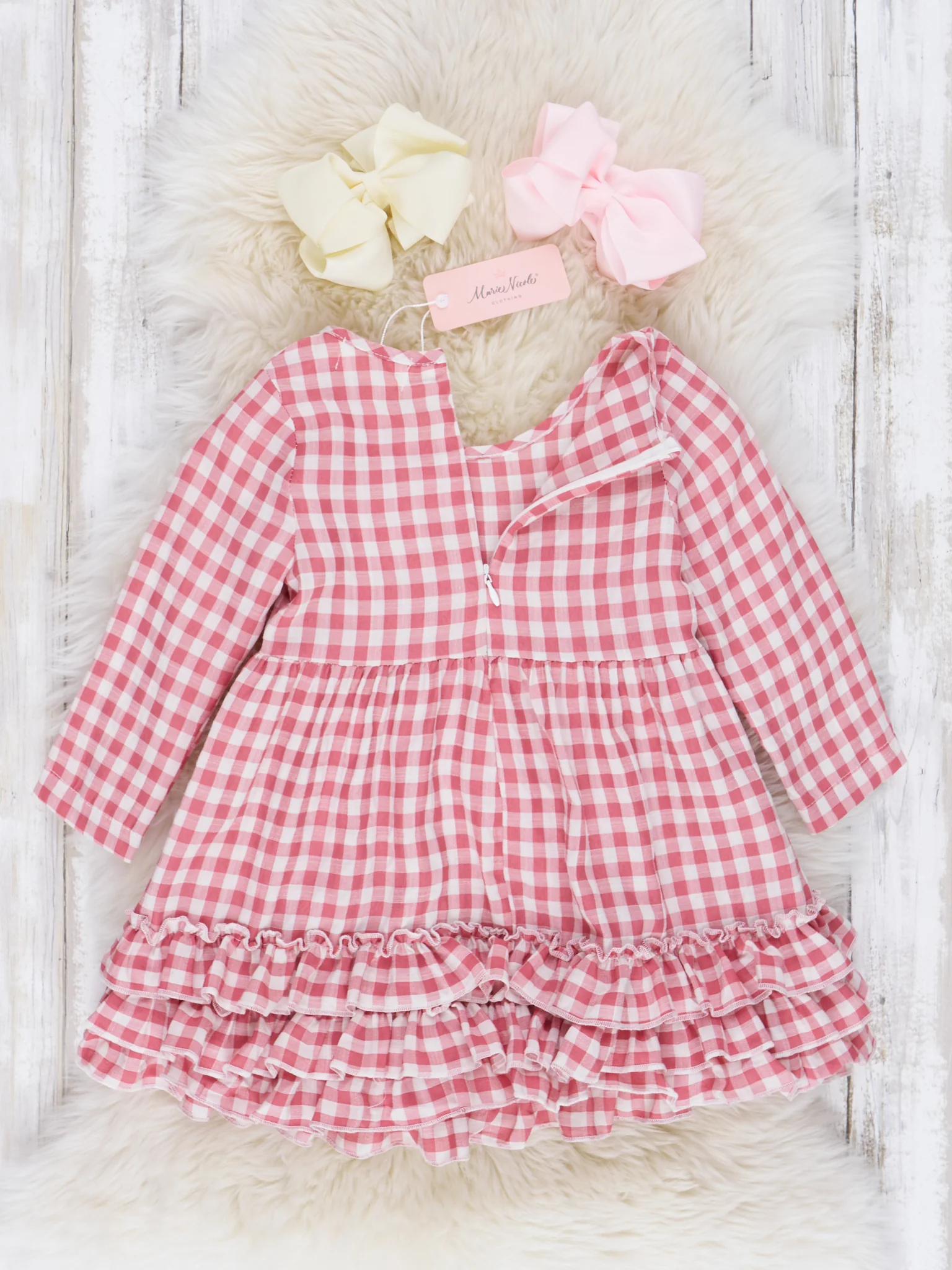 Fall Gingham Tiered Ruffle Dress - Image 5