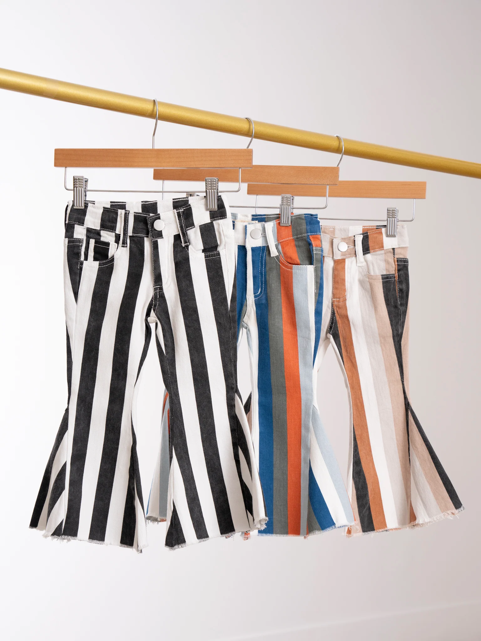 Fall Stripe Denim Bell Bottoms