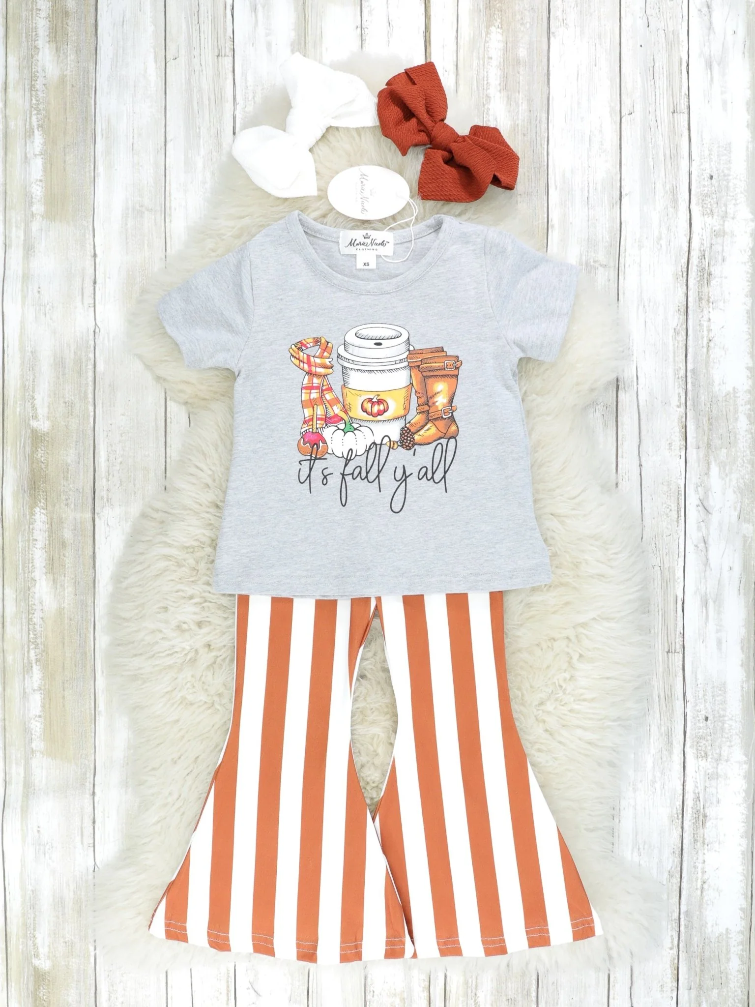 Fall Y'all Basics & Striped Bell Bottoms Outfit