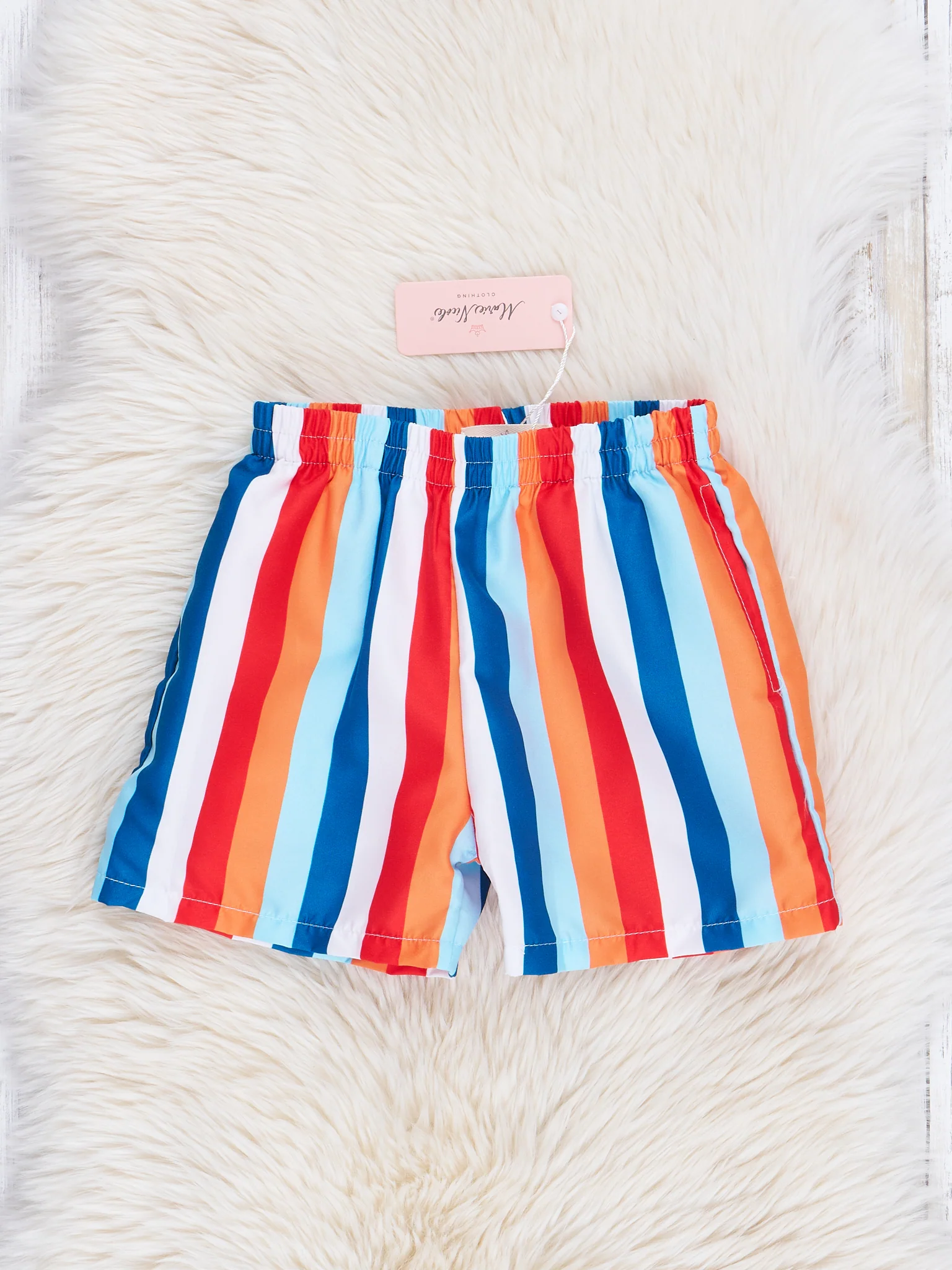 Family Blue & Orange Stripes Swimsuit - Image 5