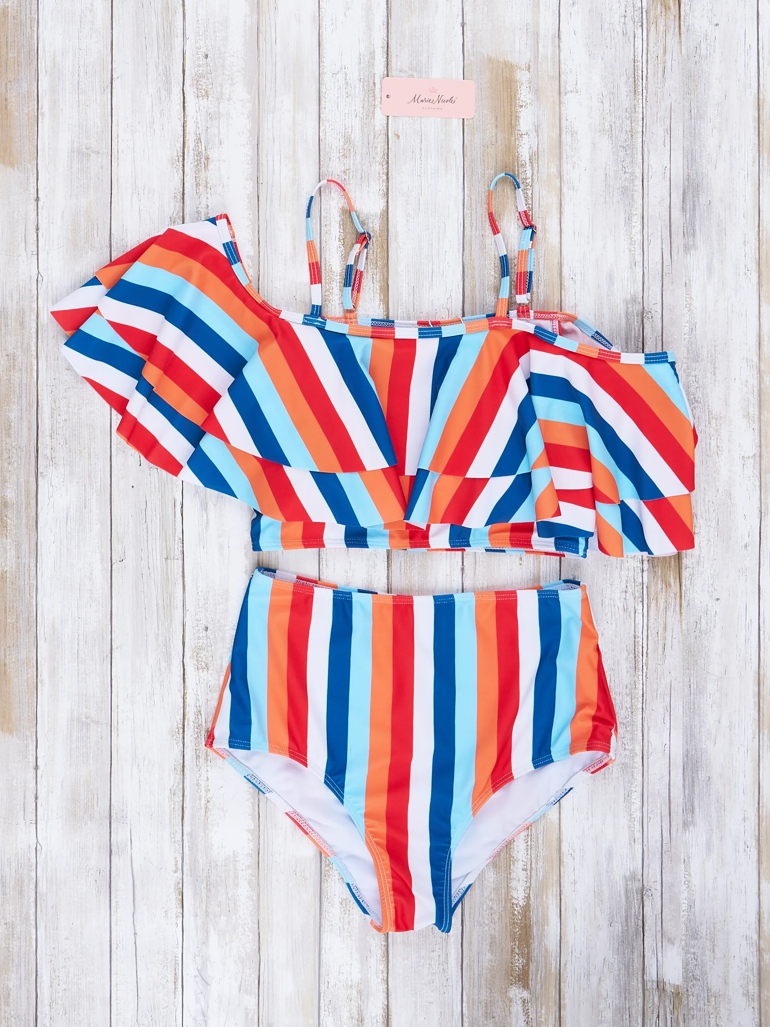 Family Blue & Orange Stripes Swimsuit - Image 6