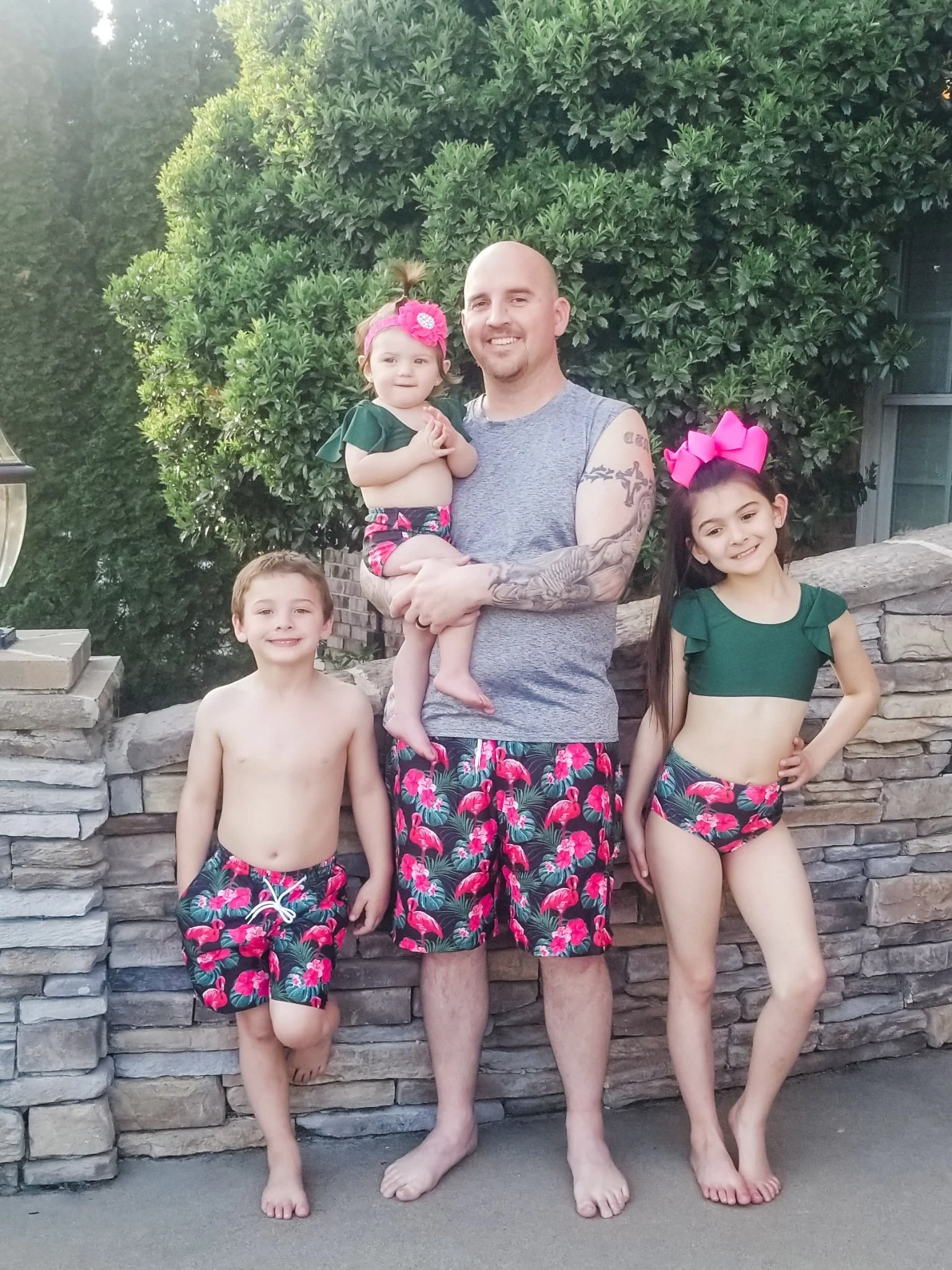 Family Dark Green Flamingo Swimsuit - Image 9