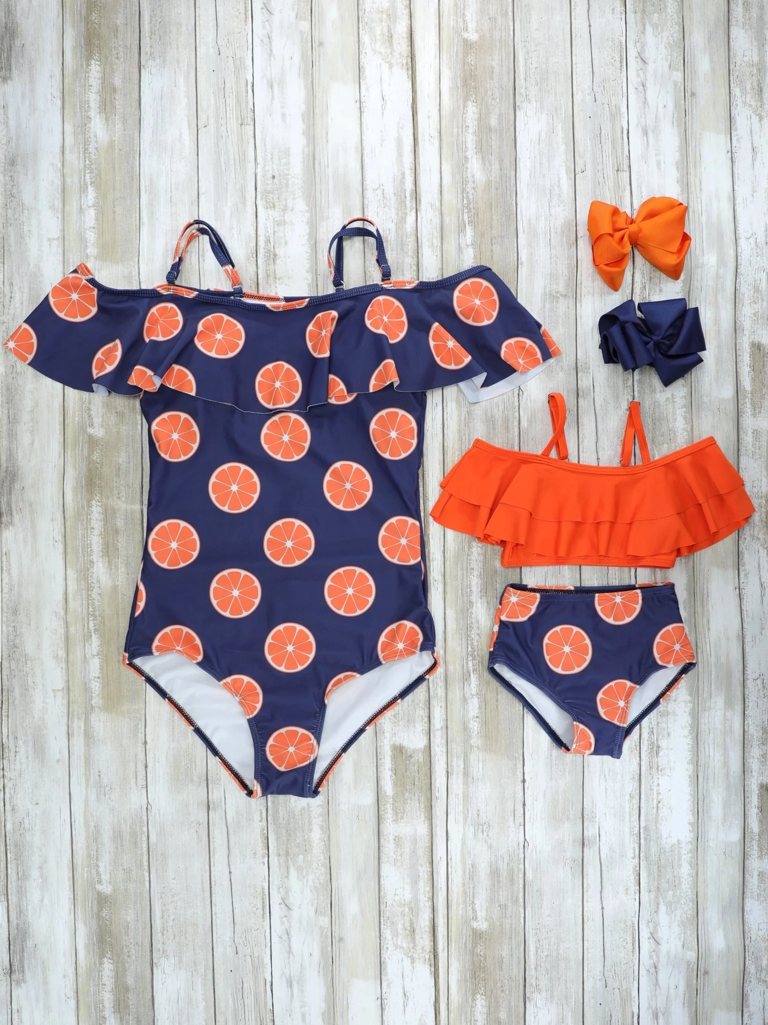 Family Orange & Navy Blue Swimsuit - Image 2