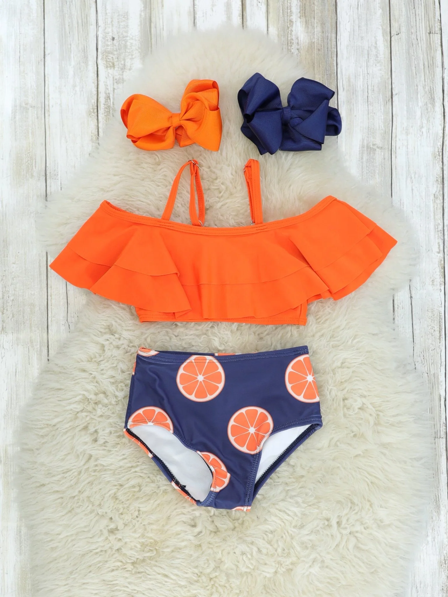 Family Orange & Navy Blue Swimsuit - Image 3