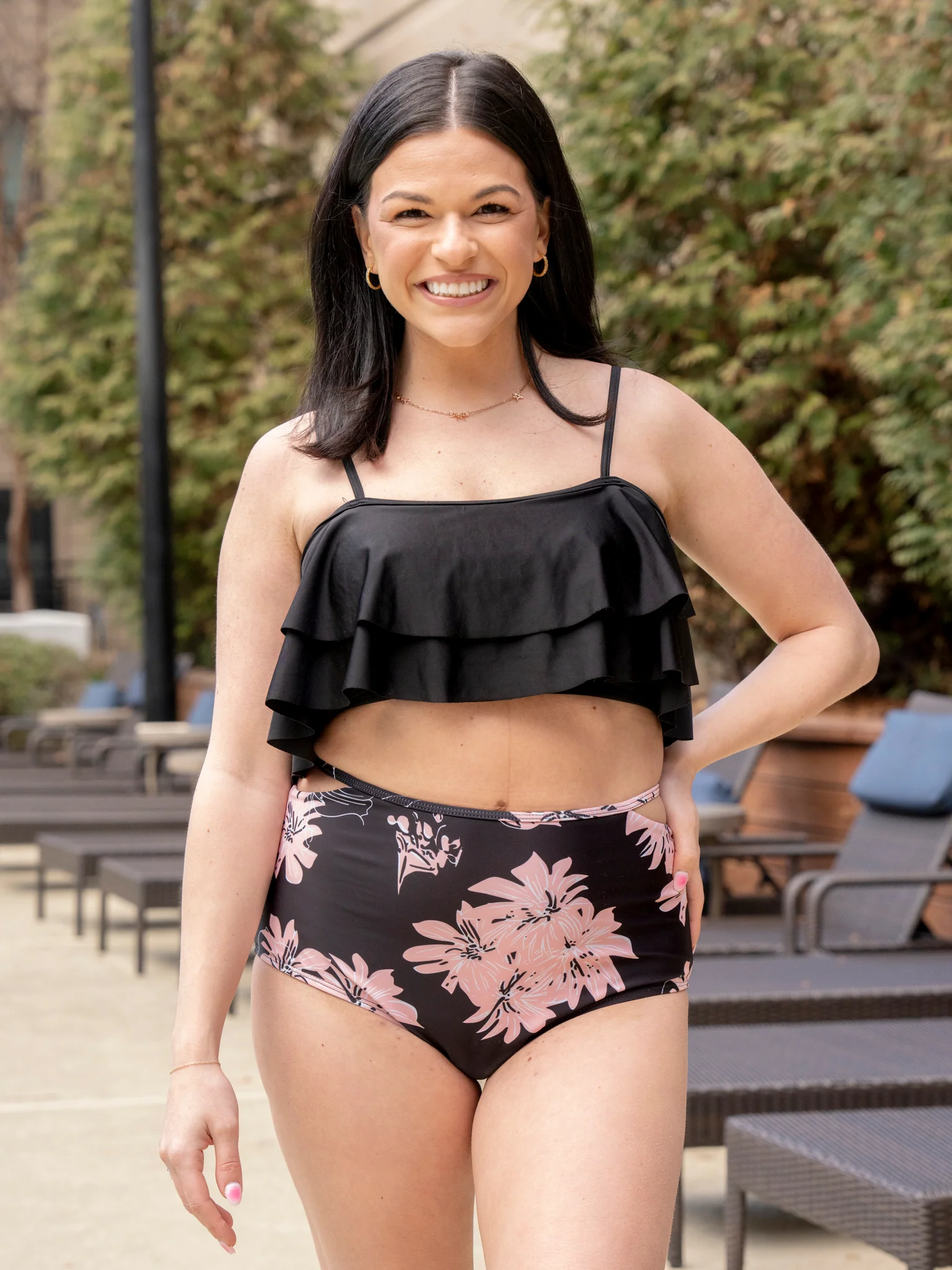 Family Pink & Black Wildflowers Swimsuit - Image 6