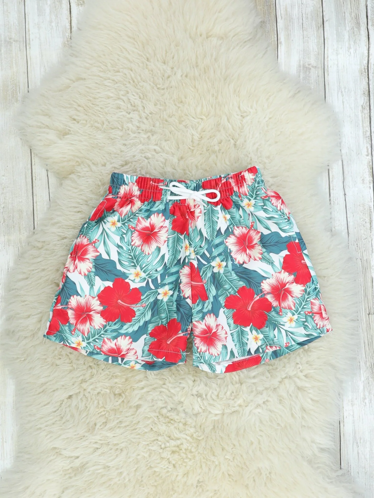 Family Red, Pink, & Blue Tropical Floral Swimsuit - Image 5