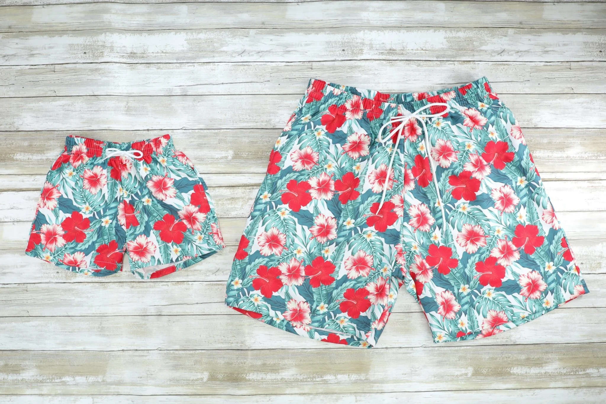 Family Red, Pink, & Blue Tropical Floral Swimsuit - Image 7