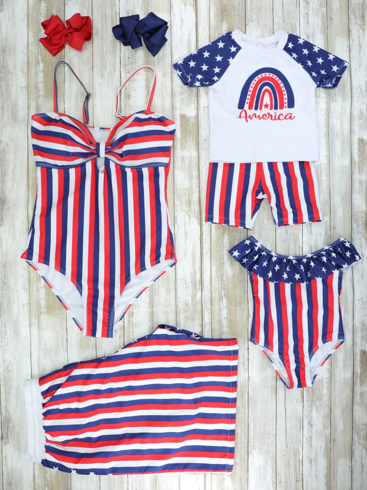 Family Red, White, & Blue Pinstriped Swimsuit