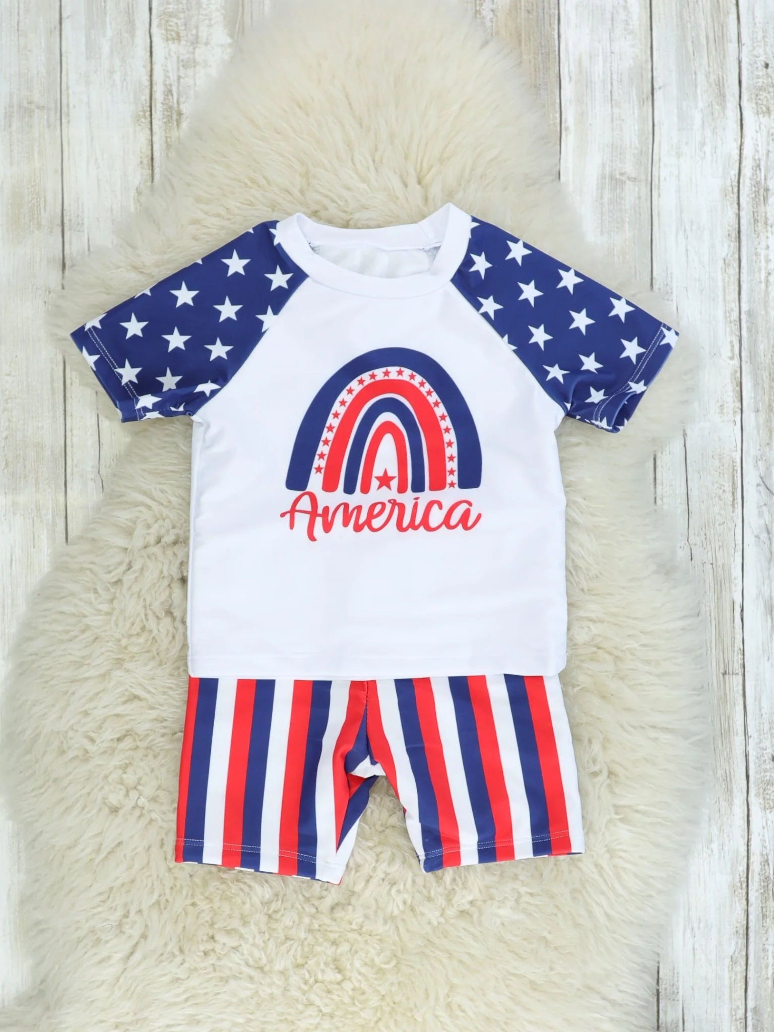 Family Red, White, & Blue Pinstriped Swimsuit - Image 4