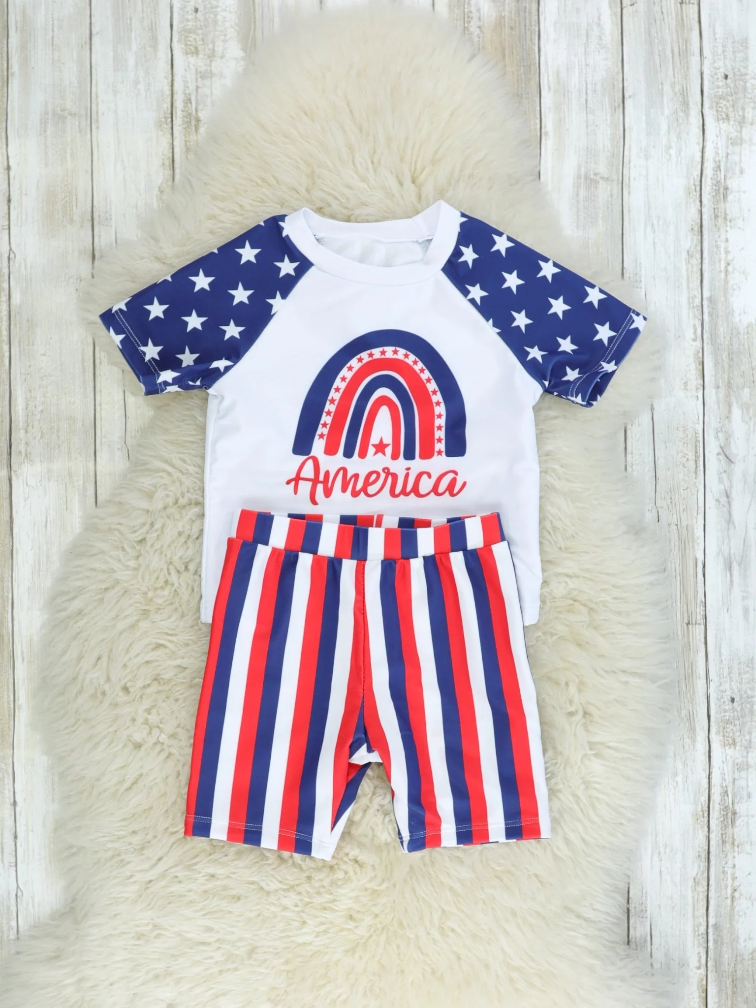 Family Red, White, & Blue Pinstriped Swimsuit - Image 7