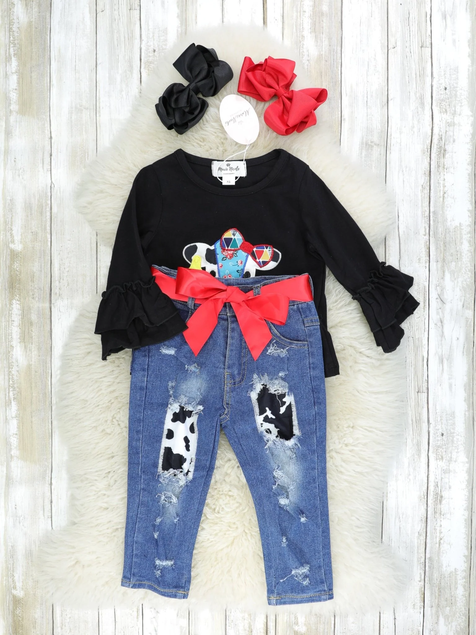 Fancy Cow Ruffle Denim Outfit - Image 2