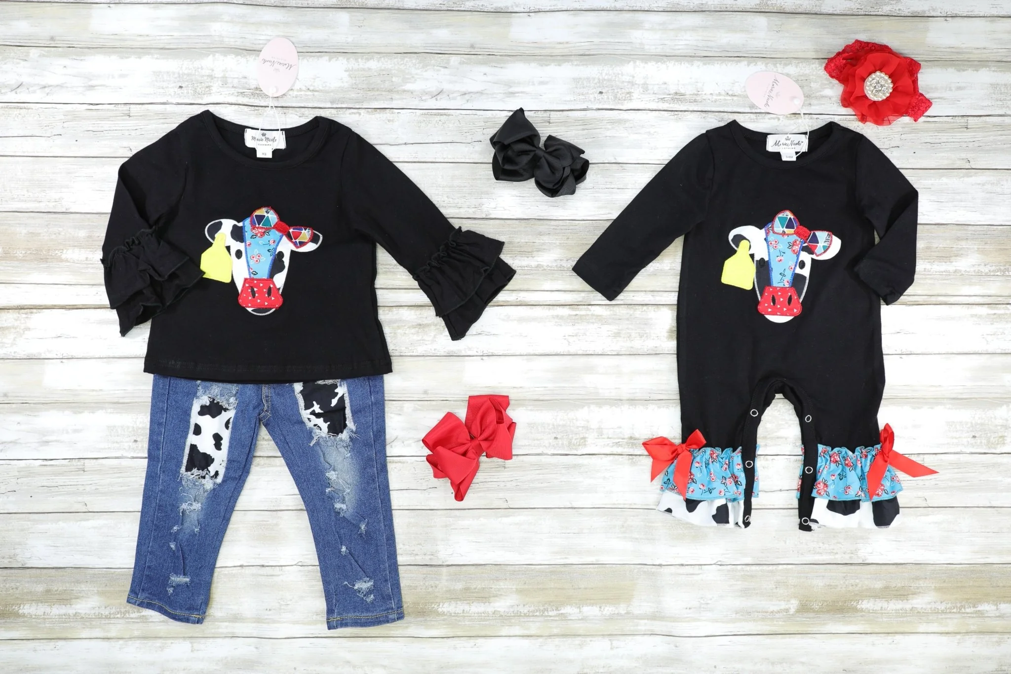 Fancy Cow Ruffle Denim Outfit - Image 3