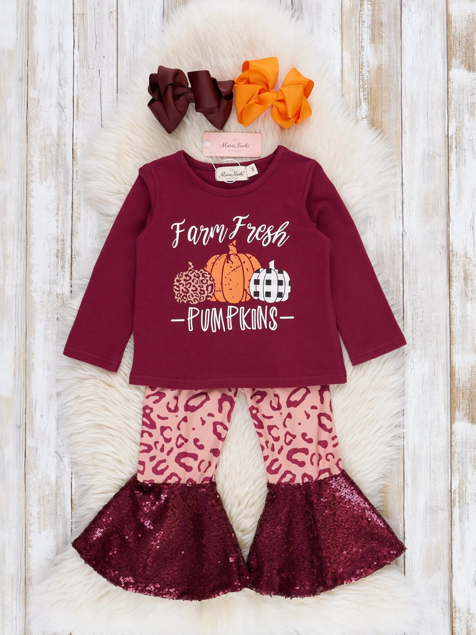 Farm Fresh Pumpkins Sequins Bell Bottoms Outfit