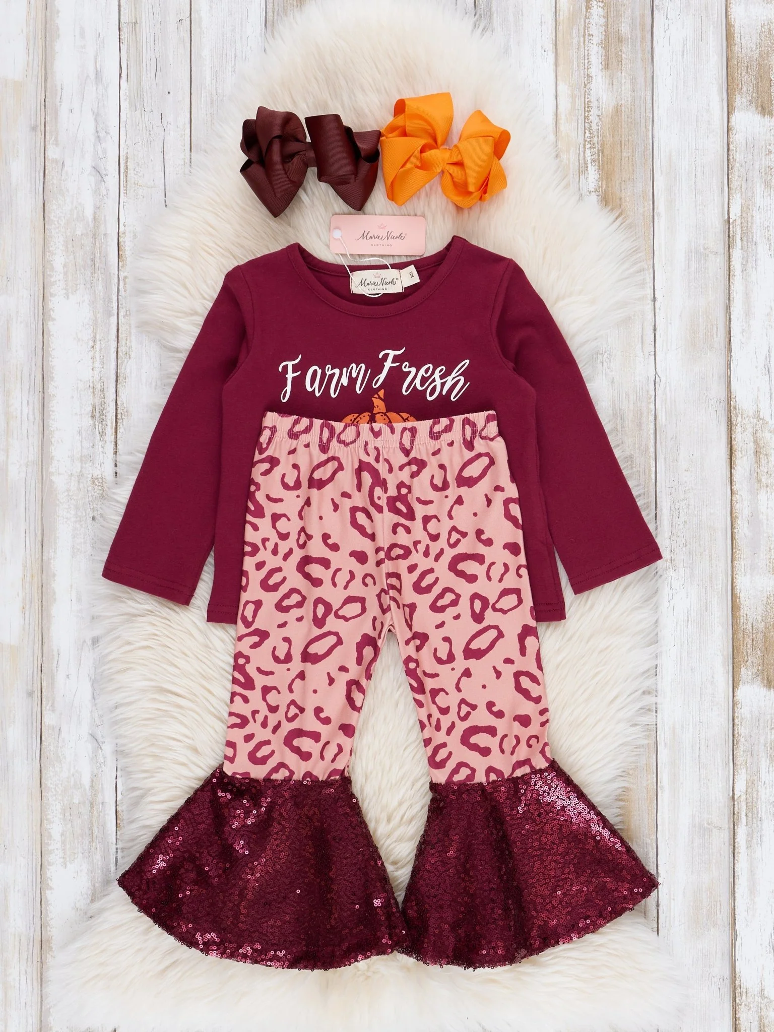 Farm Fresh Pumpkins Sequins Bell Bottoms Outfit - Image 2
