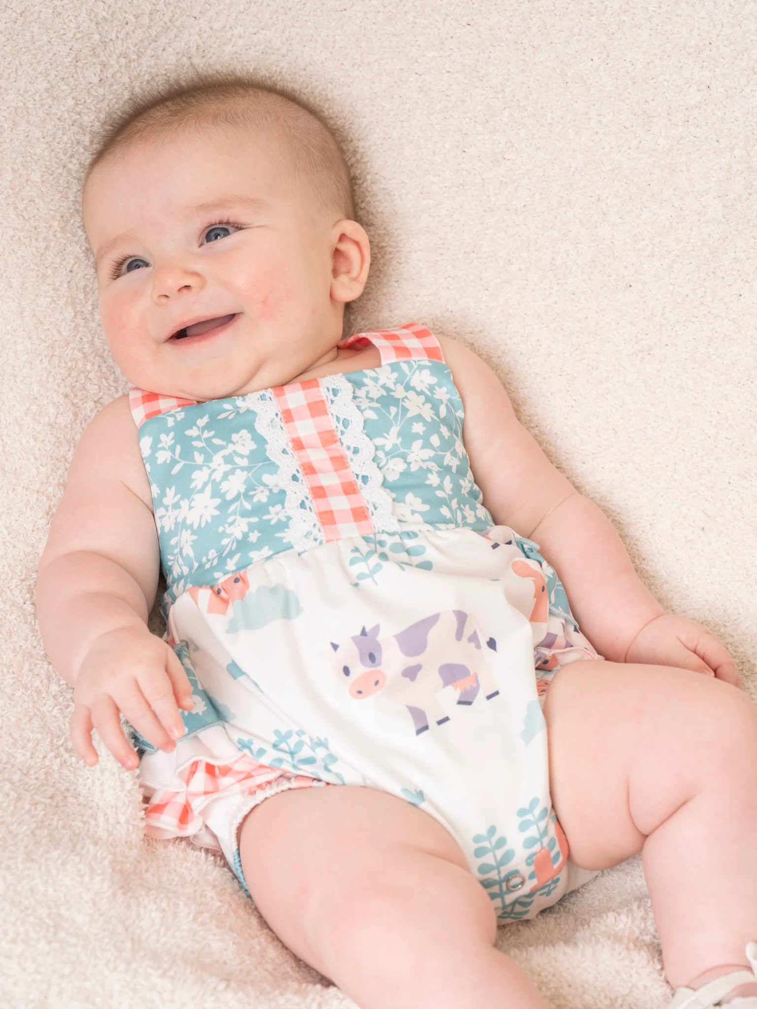 Farm Friends & Florals Ruffle Bubble Romper