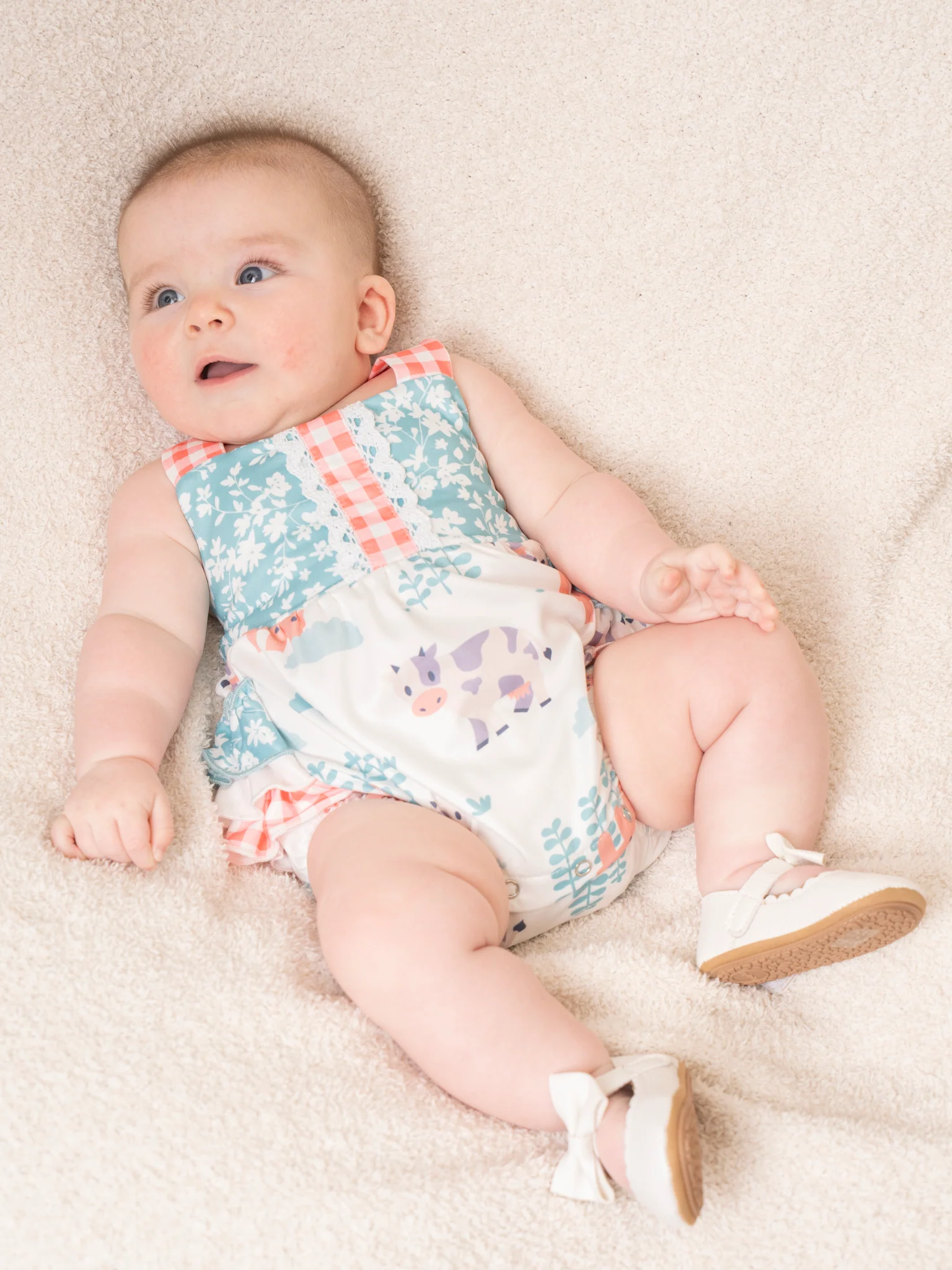 Farm Friends & Florals Ruffle Bubble Romper - Image 4