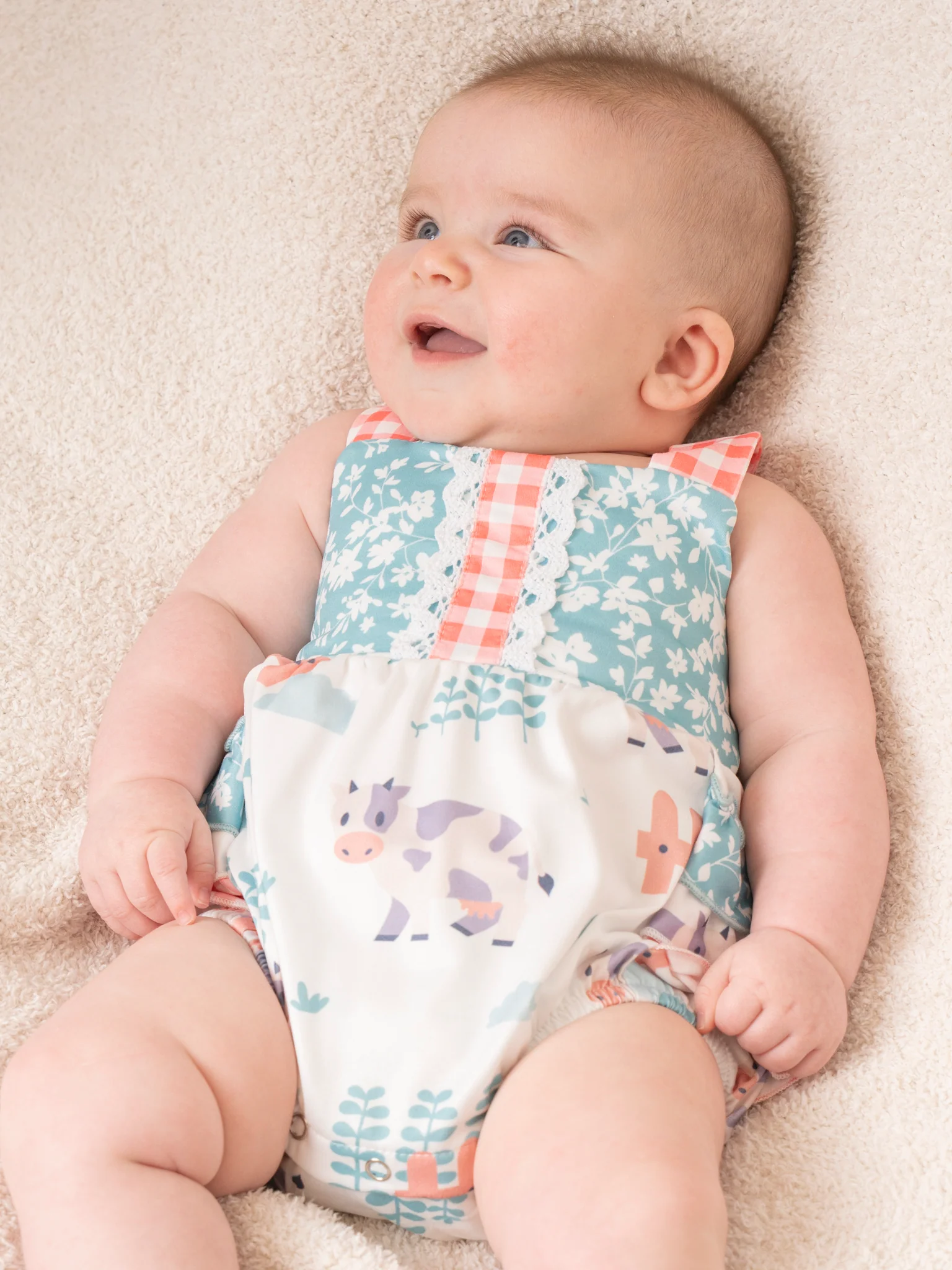 Farm Friends & Florals Ruffle Bubble Romper - Image 5