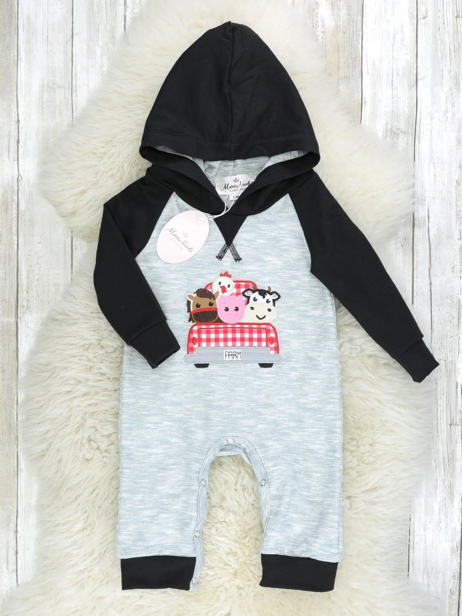 Farm Road Trip Raglan Hoodie Romper