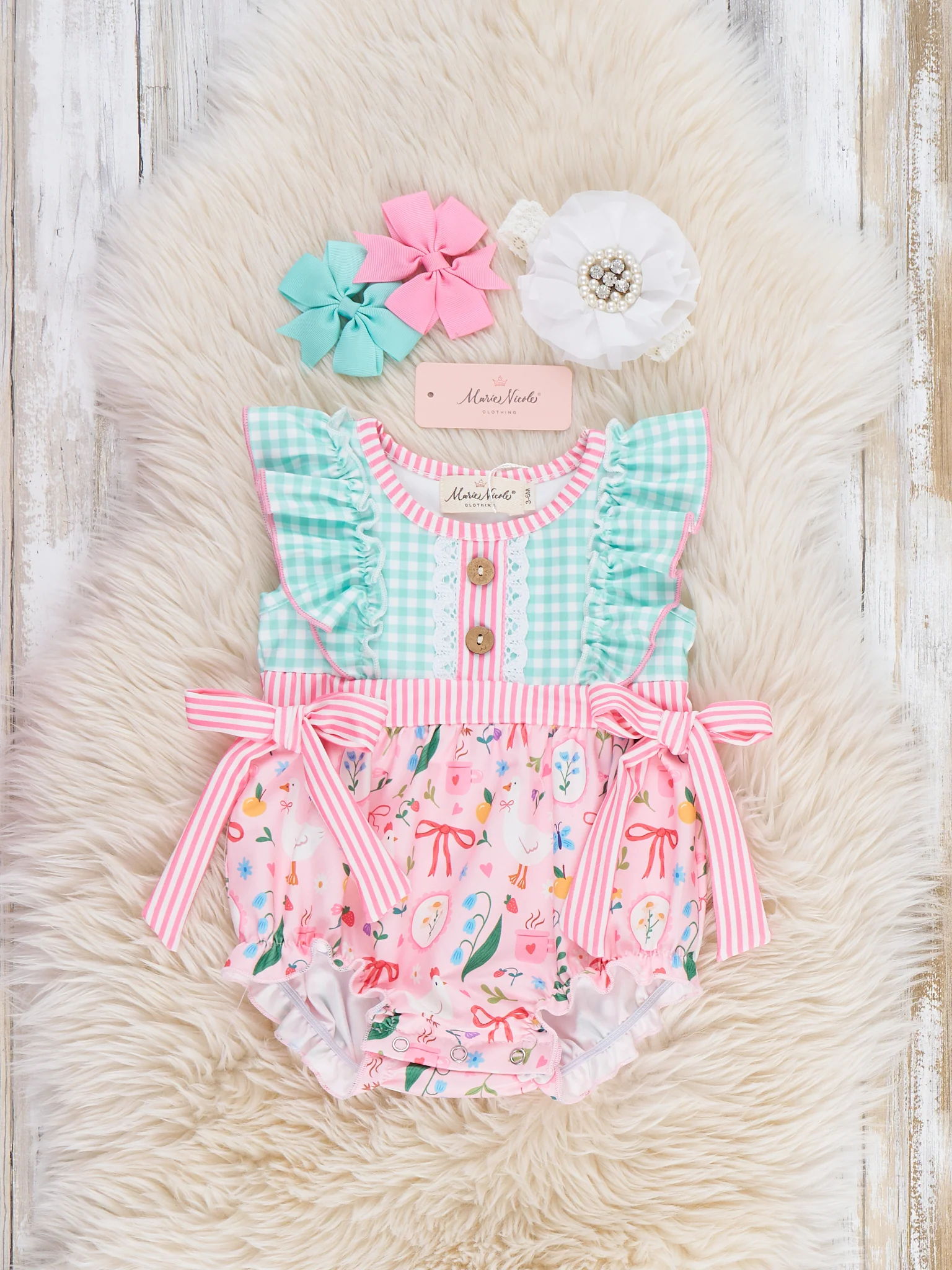 Farmyard Bow Ruffle Bubble Romper
