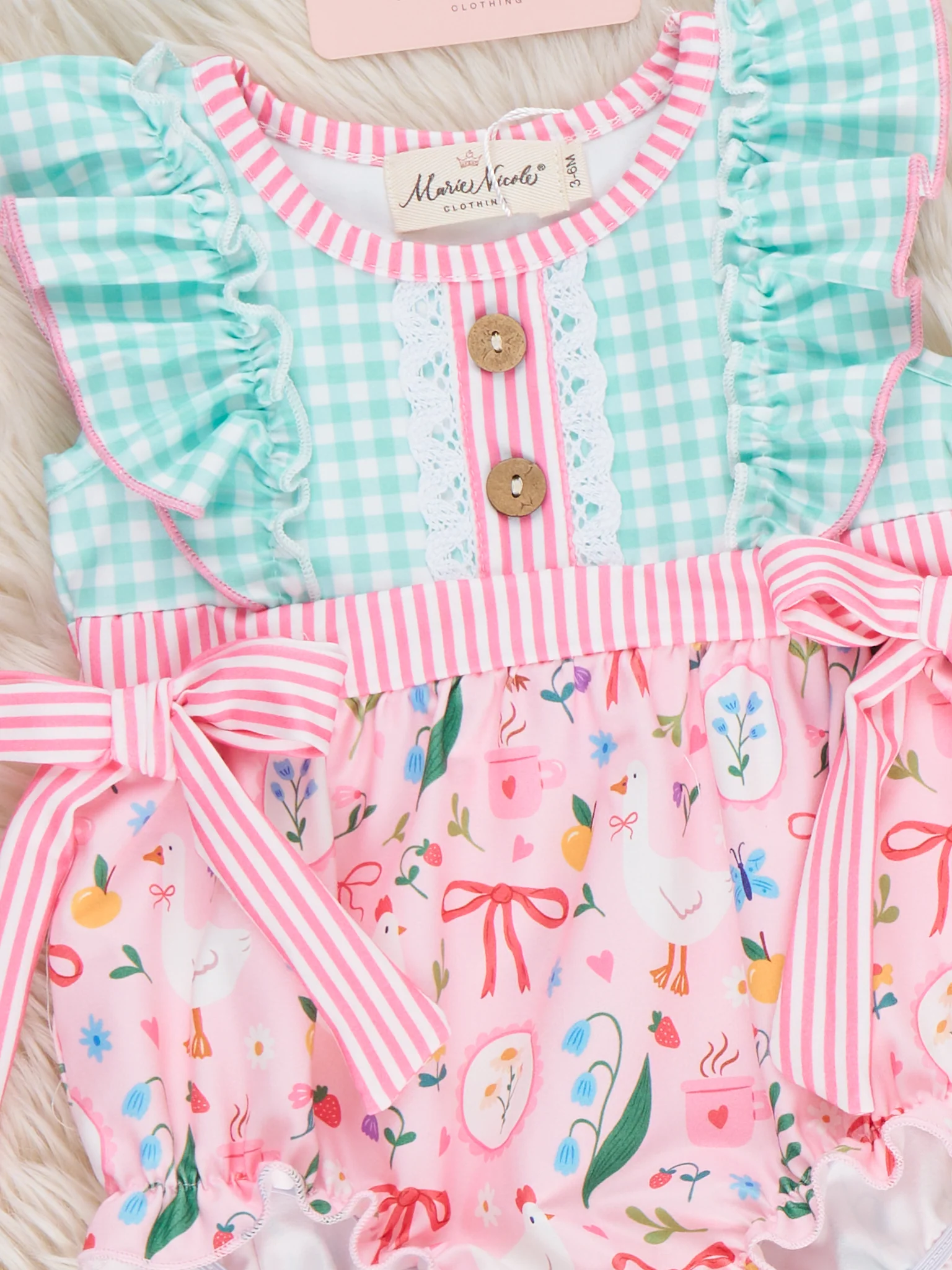 Farmyard Bow Ruffle Bubble Romper - Image 2