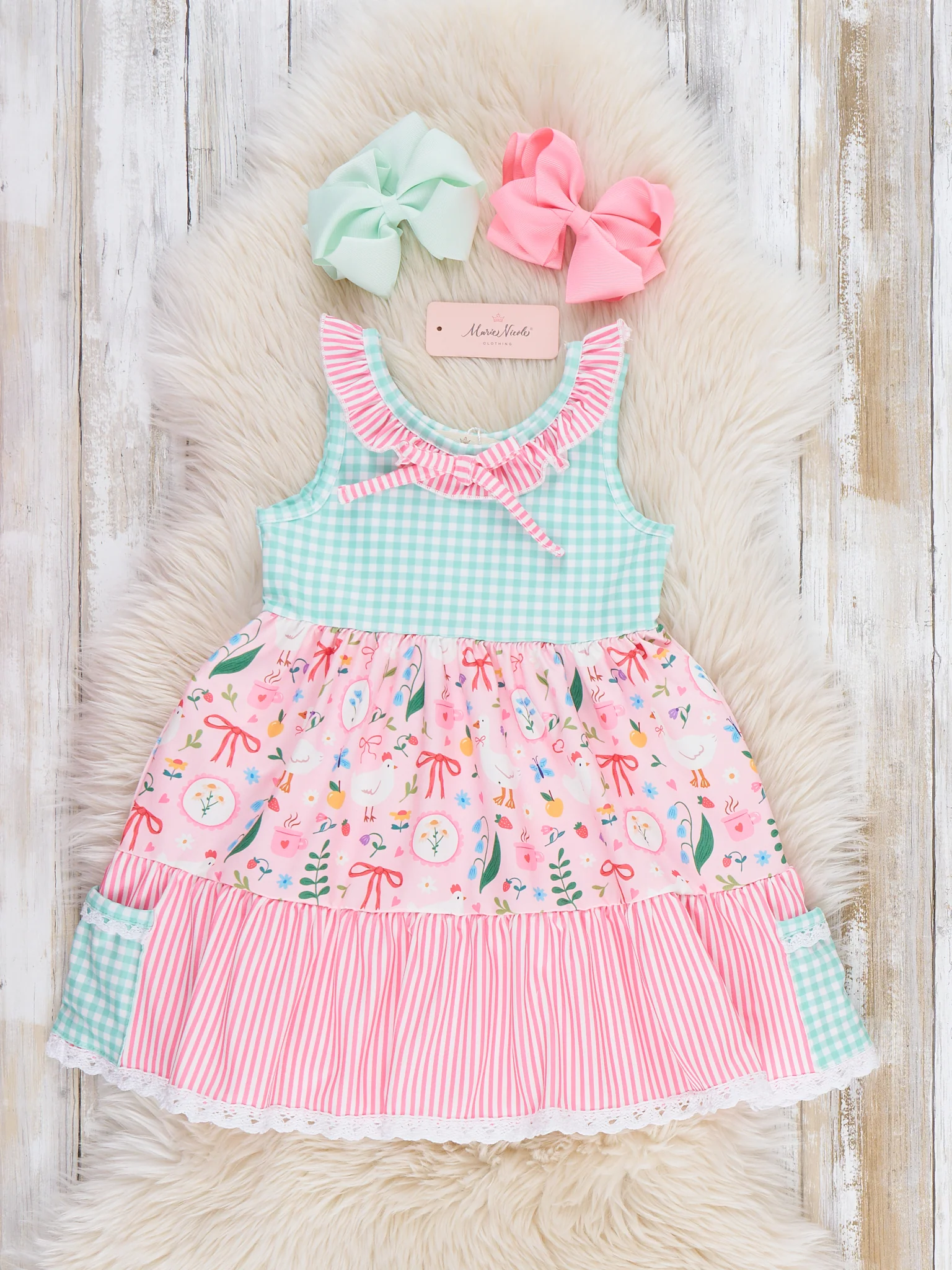 Farmyard Bow Ruffle Dress