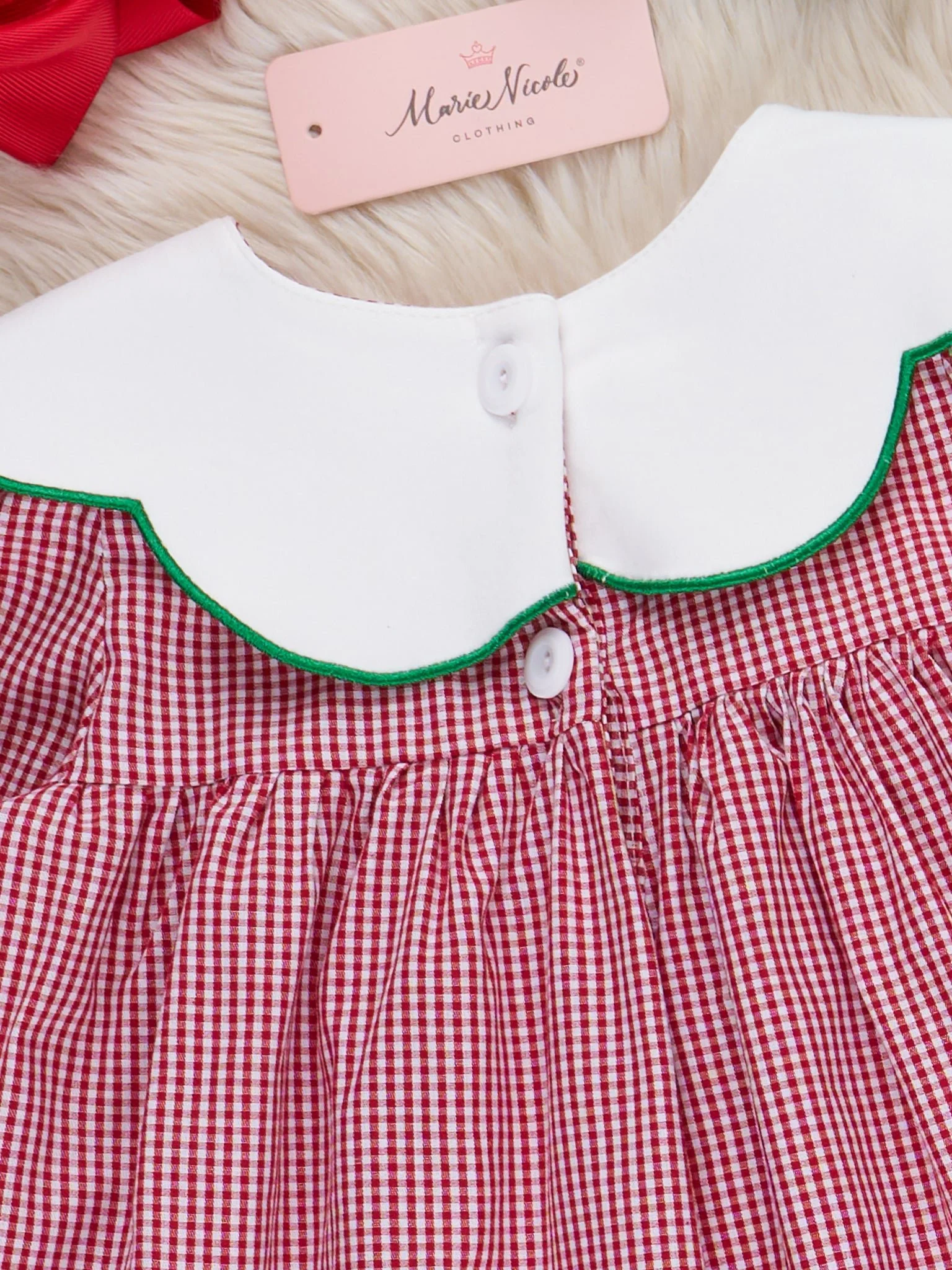 Festive Bow & Tree Cotton Dress - Image 4