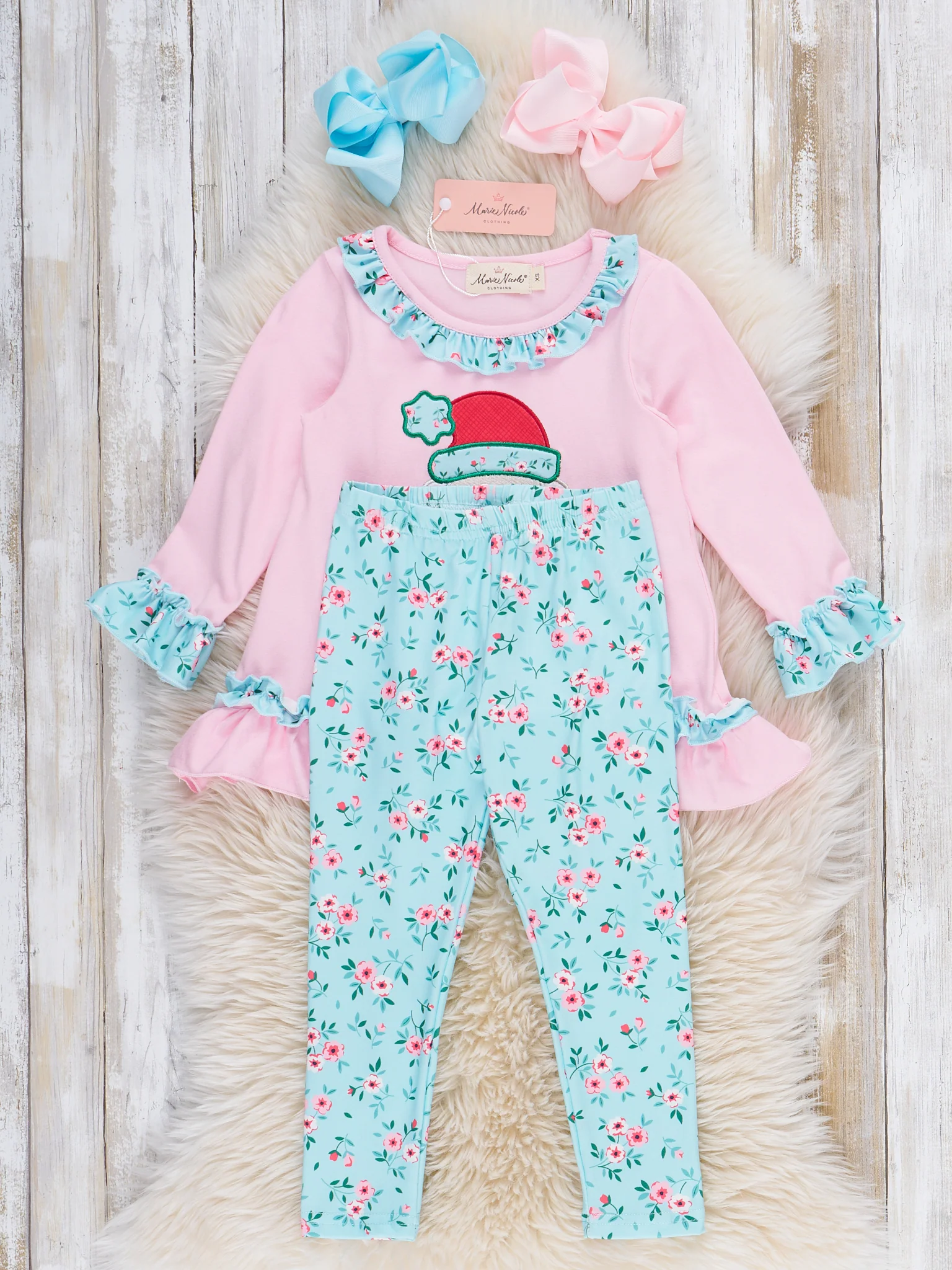 Festive Floral Santa Embroidered Outfit - Image 3