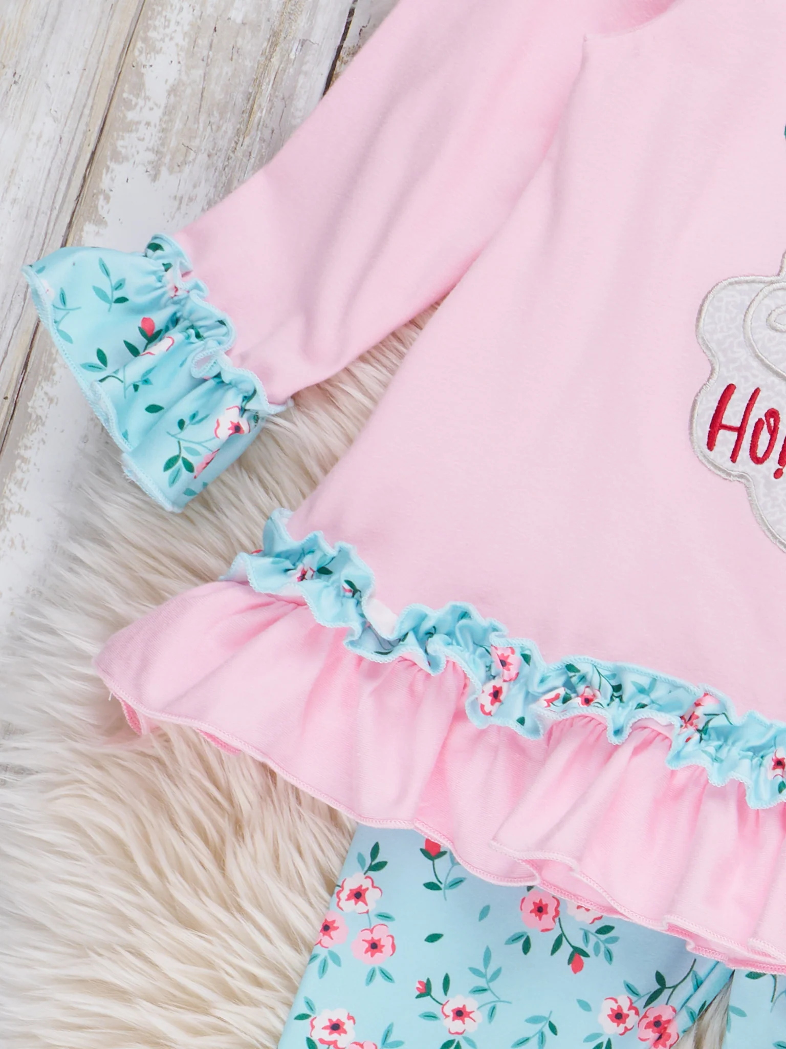 Festive Floral Santa Embroidered Outfit - Image 4