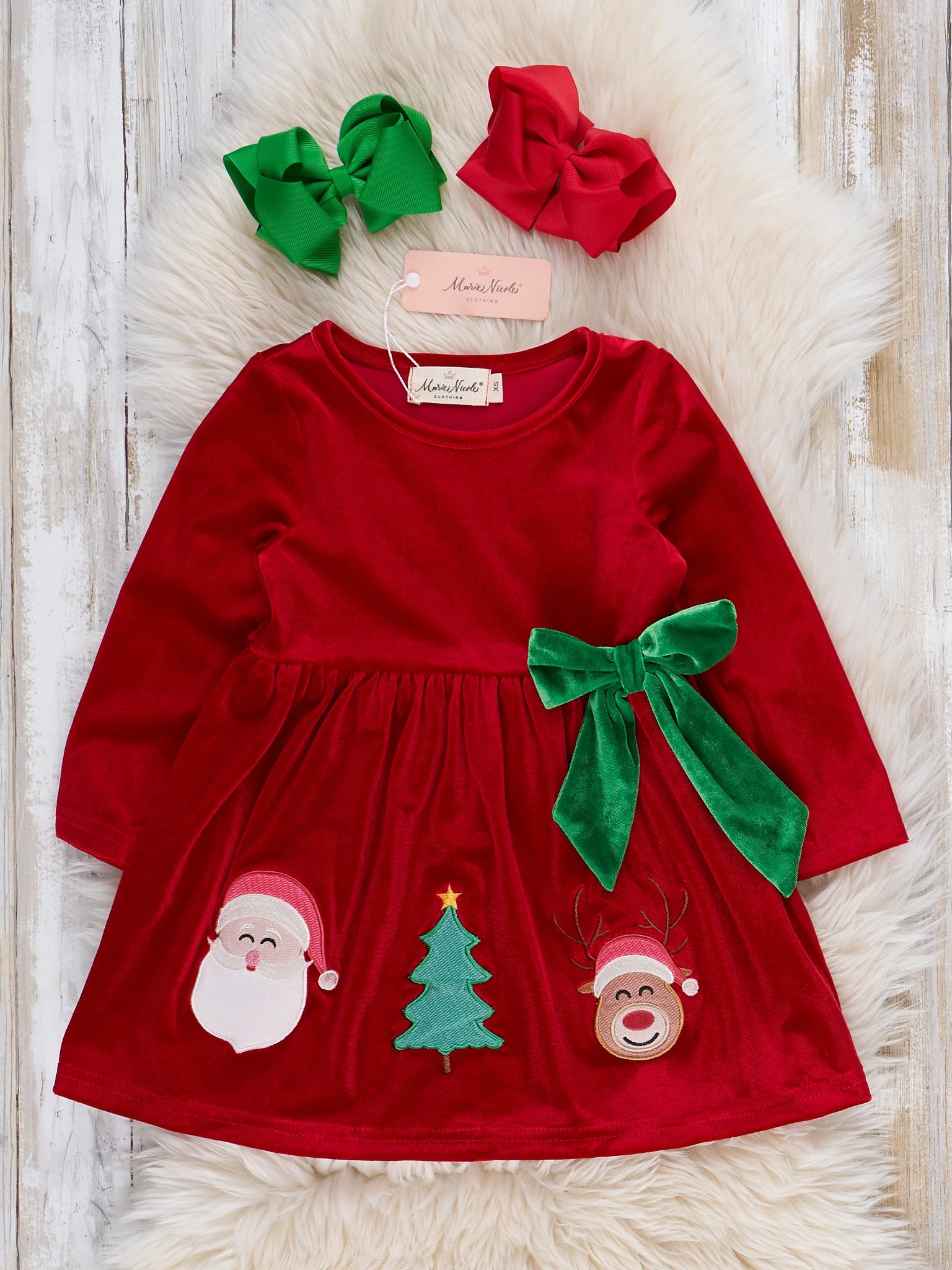 Festive Friends Embroidered Velvet Dress