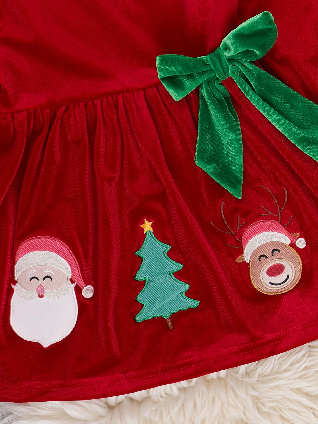 Festive Friends Embroidered Velvet Dress - Image 2